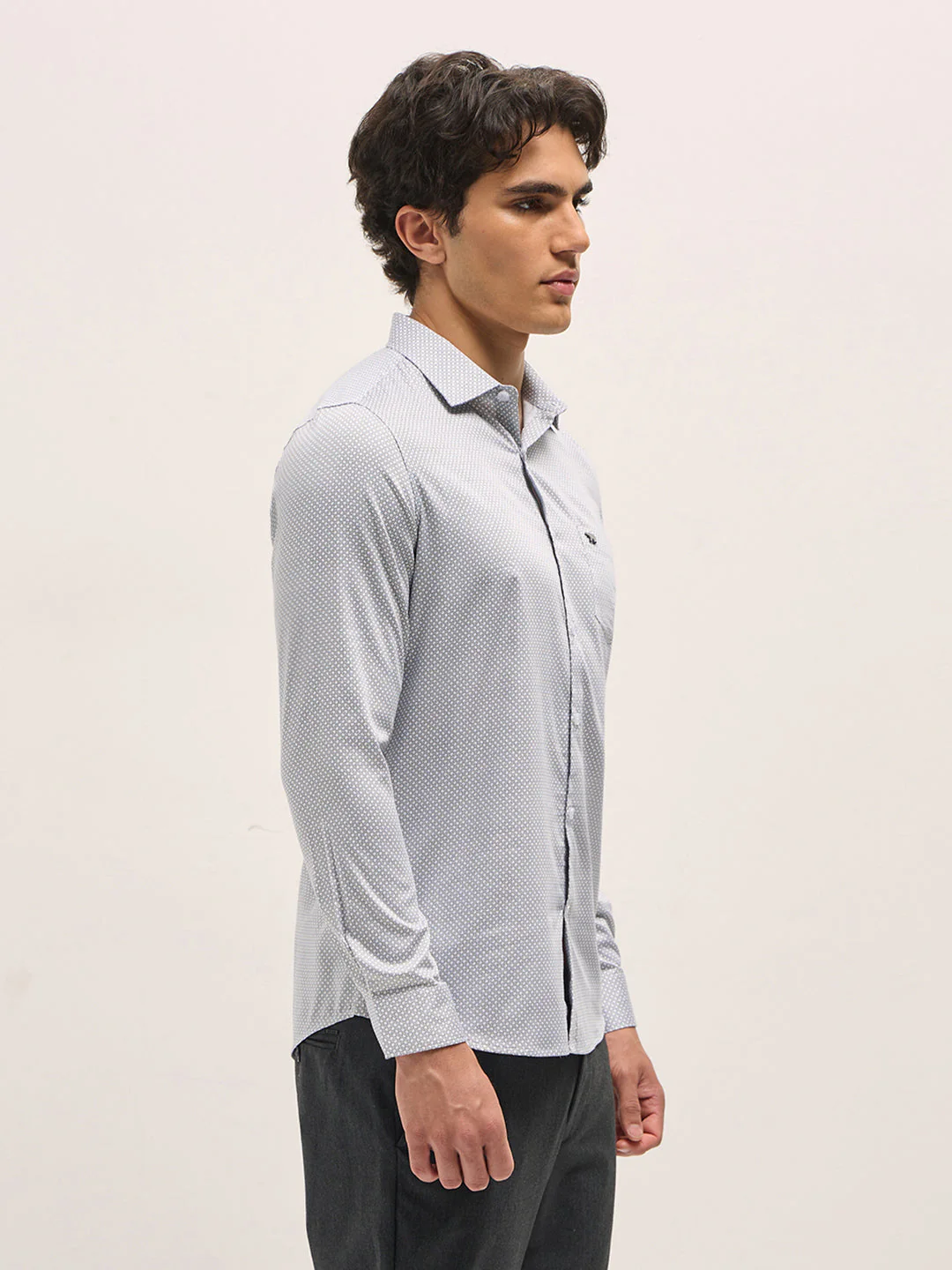 Men White Geometric Printed Tailored Fit Formal Shirt - Image 3