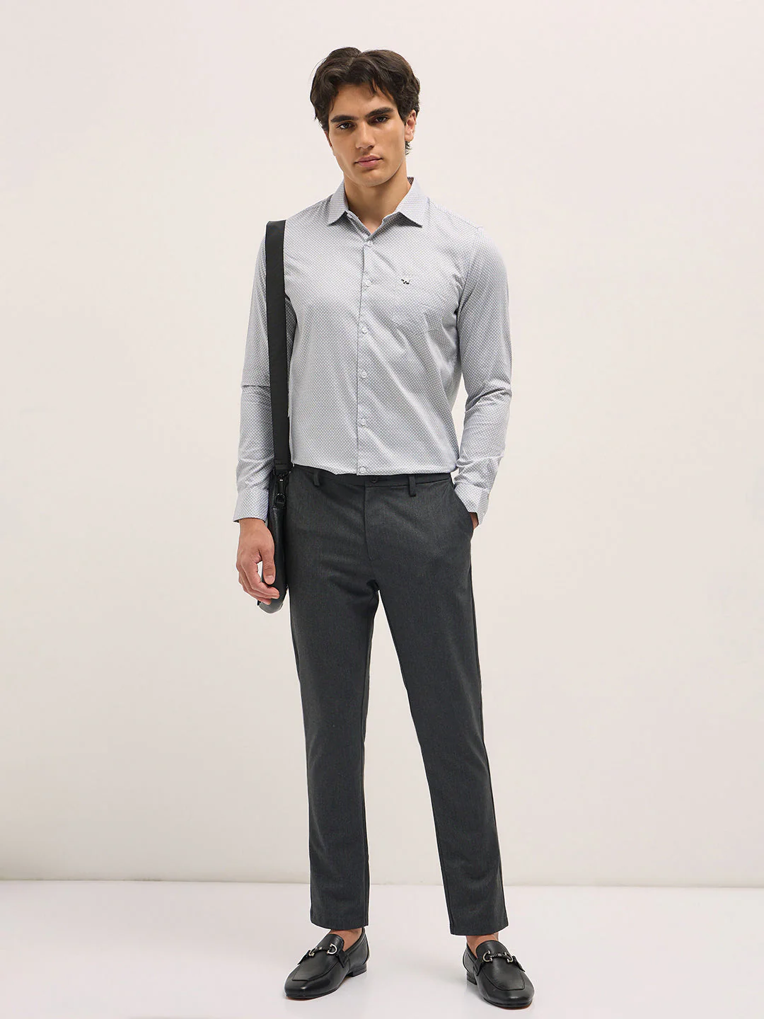 Men White Geometric Printed Tailored Fit Formal Shirt - Image 4