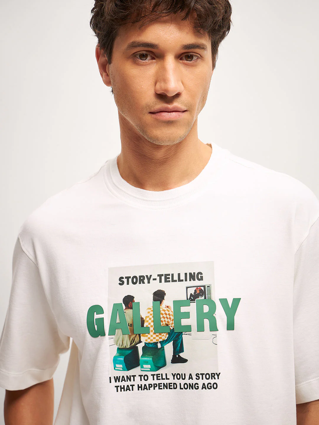 Men White Graphic Print Crew Neck T-Shirt - Image 5