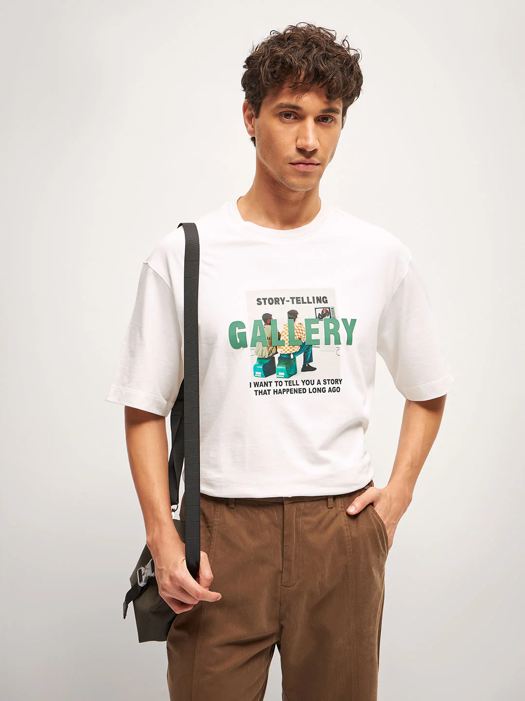 Men White Graphic Print Crew Neck T-Shirt - Image 6