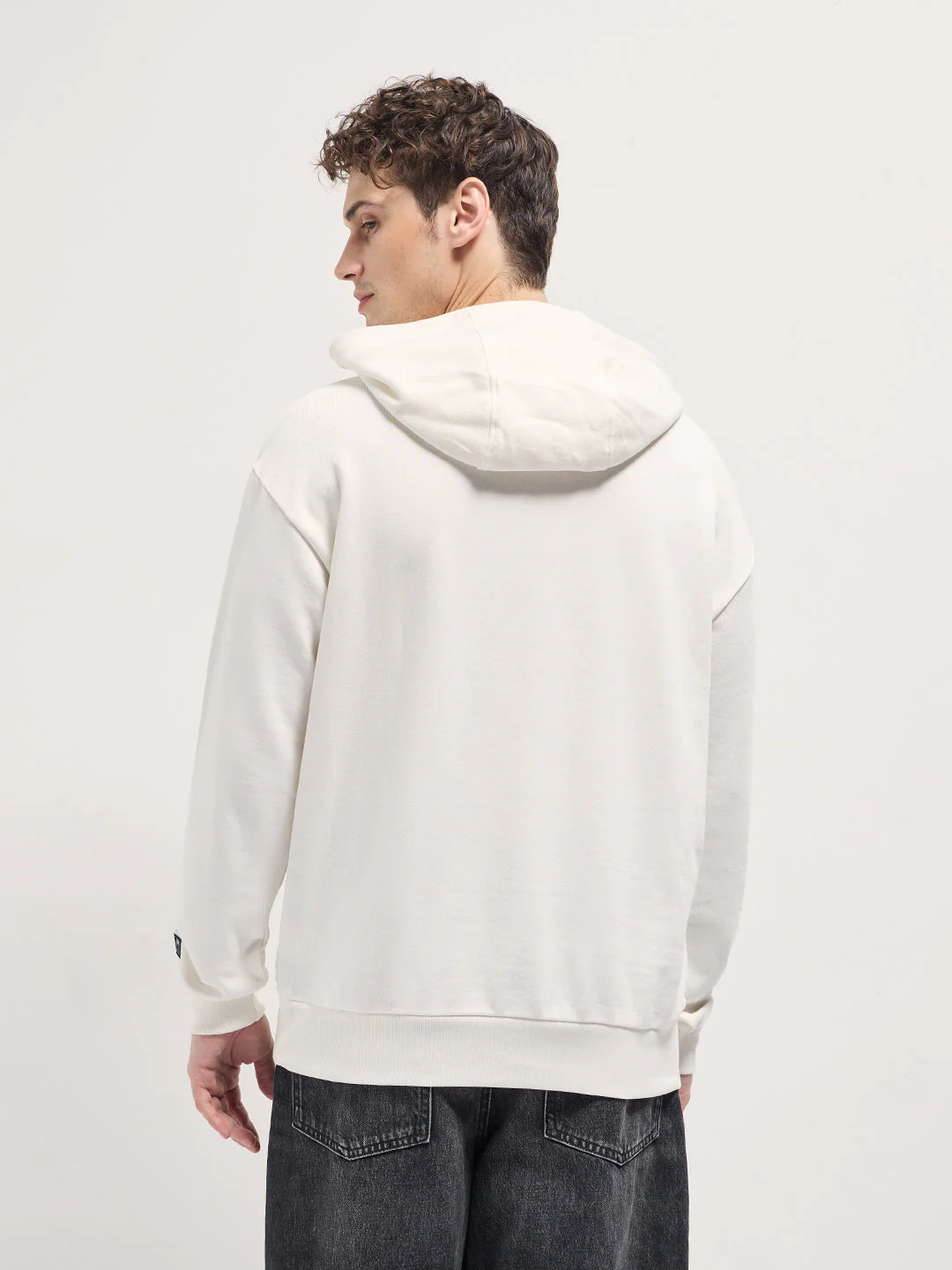 Men White graphic Printed Relax Fit Hoodie - Image 2
