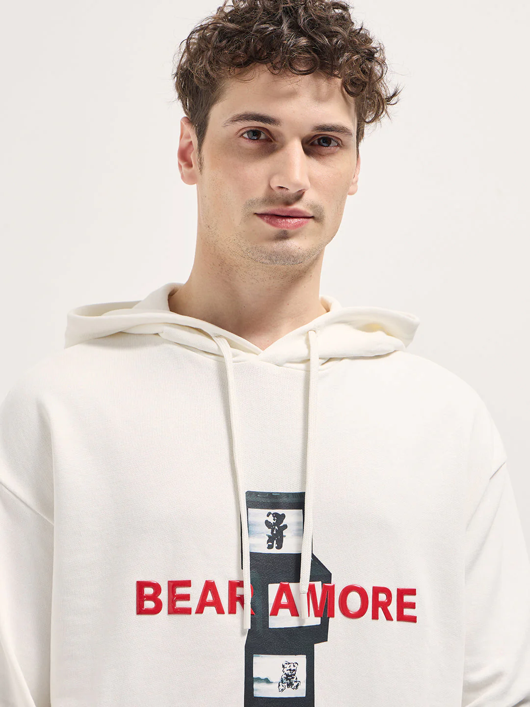 Men White graphic Printed Relax Fit Hoodie - Image 5