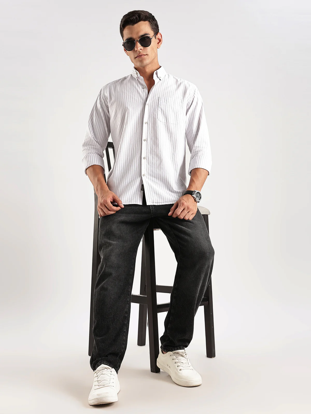 Men White Casual Shirt - Image 5