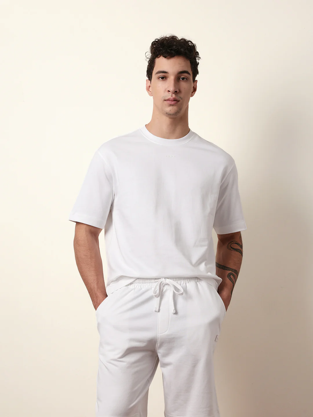 Men White Half Sleeve Oversize T-Shirt - Image 3
