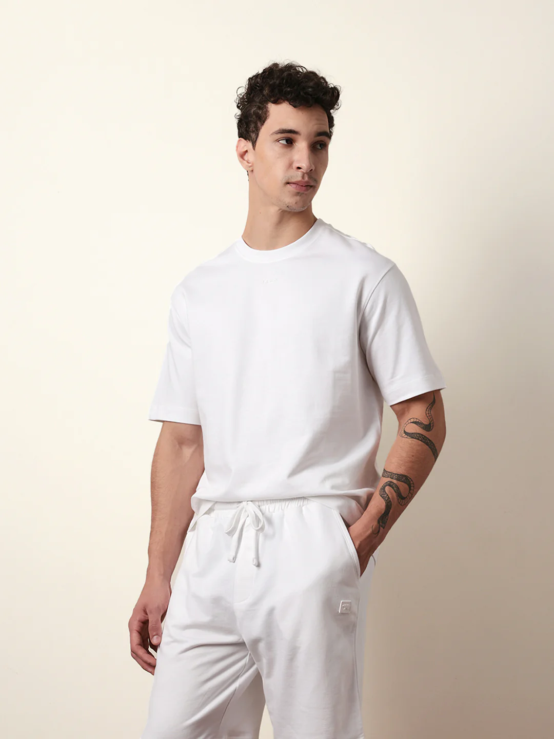 Men White Half Sleeve Oversize T-Shirt - Image 4