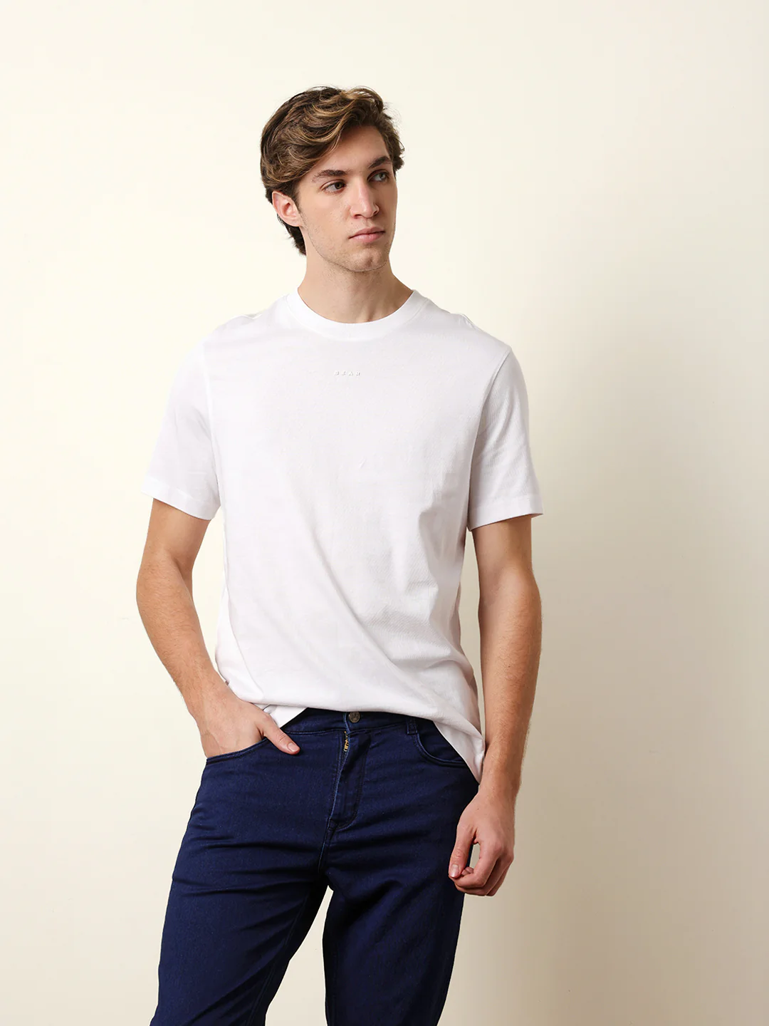 Men White Half Sleeve Regular T-Shirt - Image 3