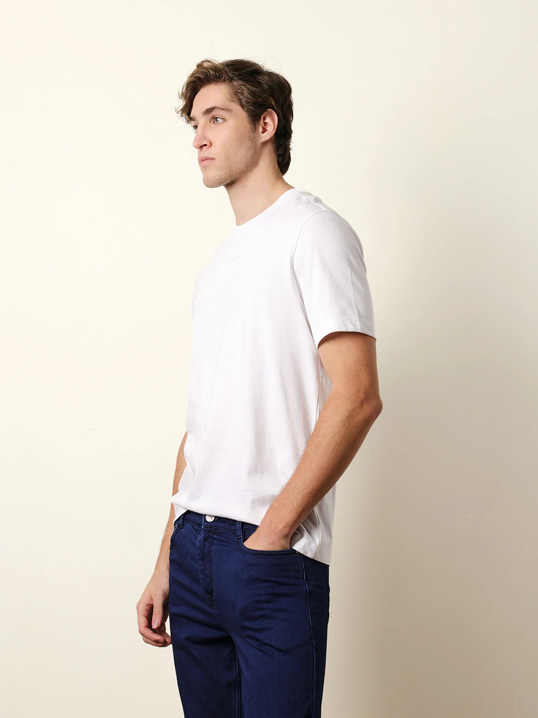Men White Half Sleeve Regular T-Shirt - Image 4