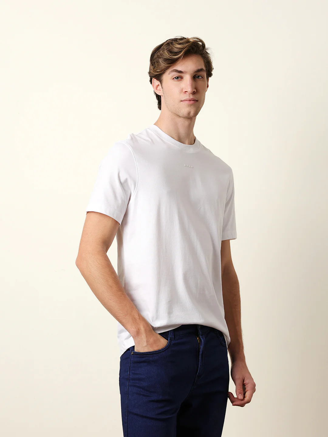 Men White Half Sleeve Regular T-Shirt - Image 5