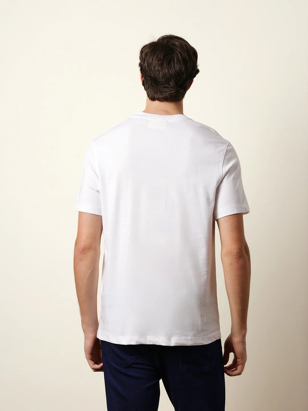 Men White Half Sleeve Regular T-Shirt - Image 7