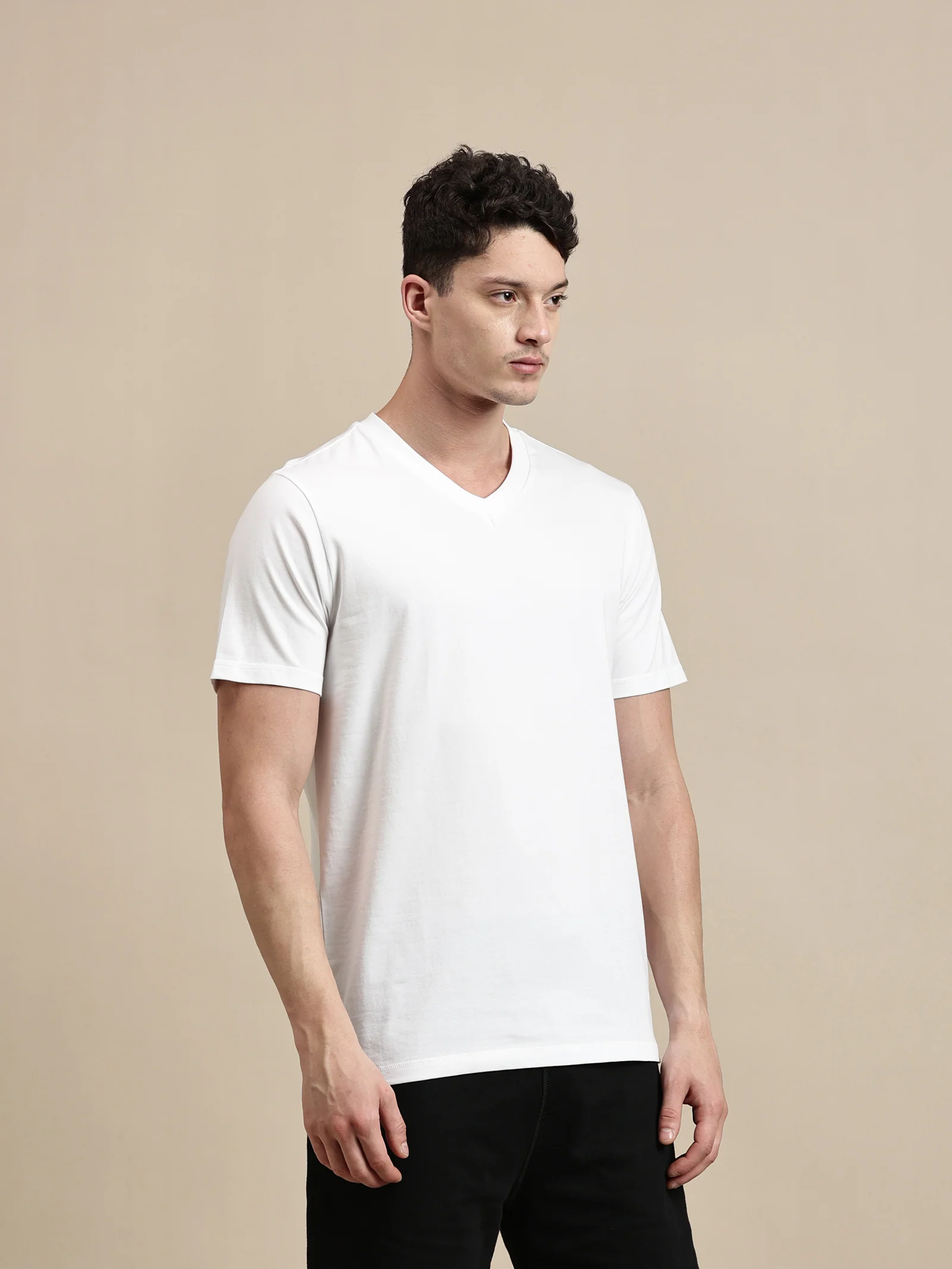 Men White Half Sleeve T-Shirt - Image 3