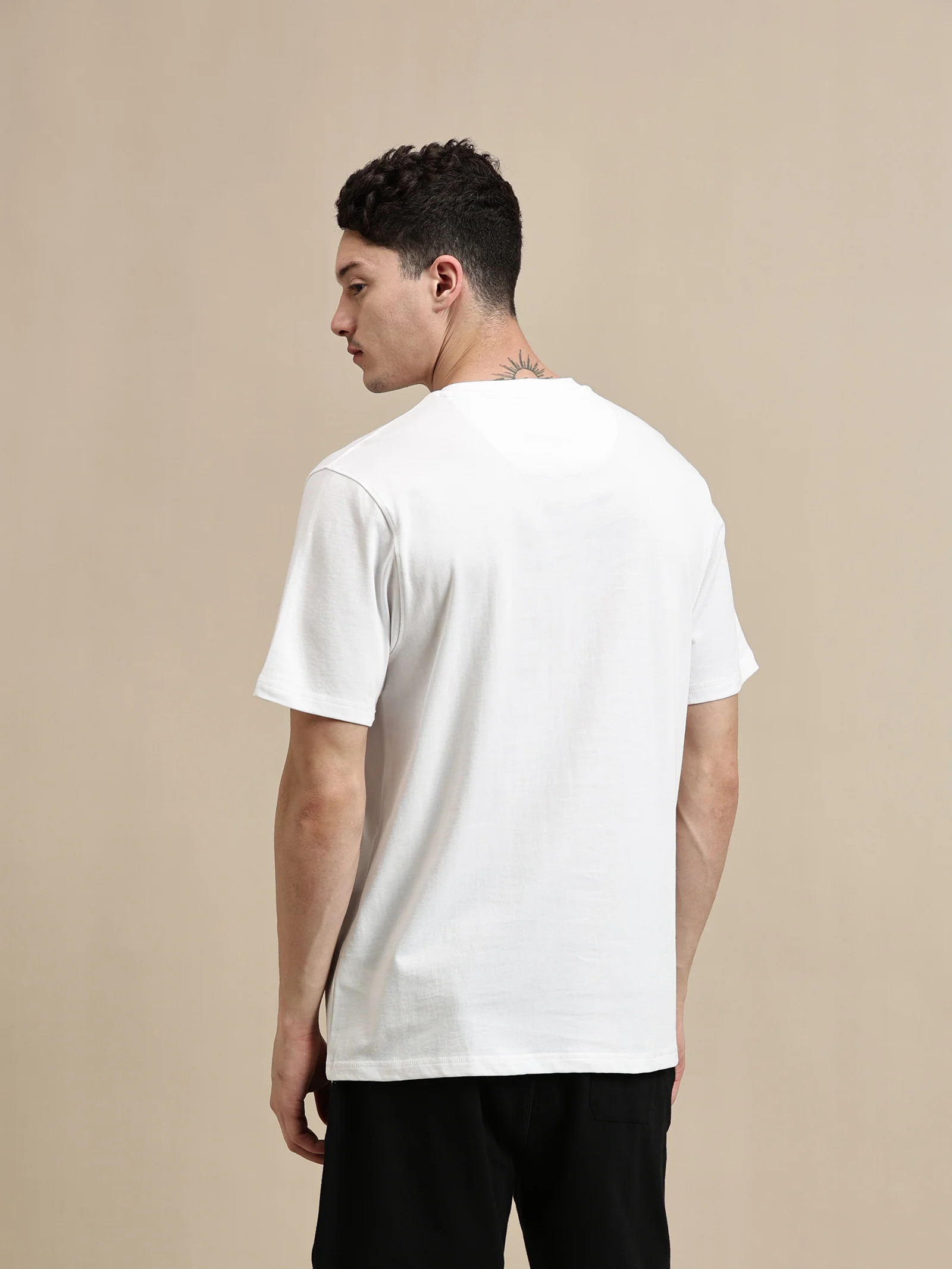 Men White Half Sleeve T-Shirt - Image 3