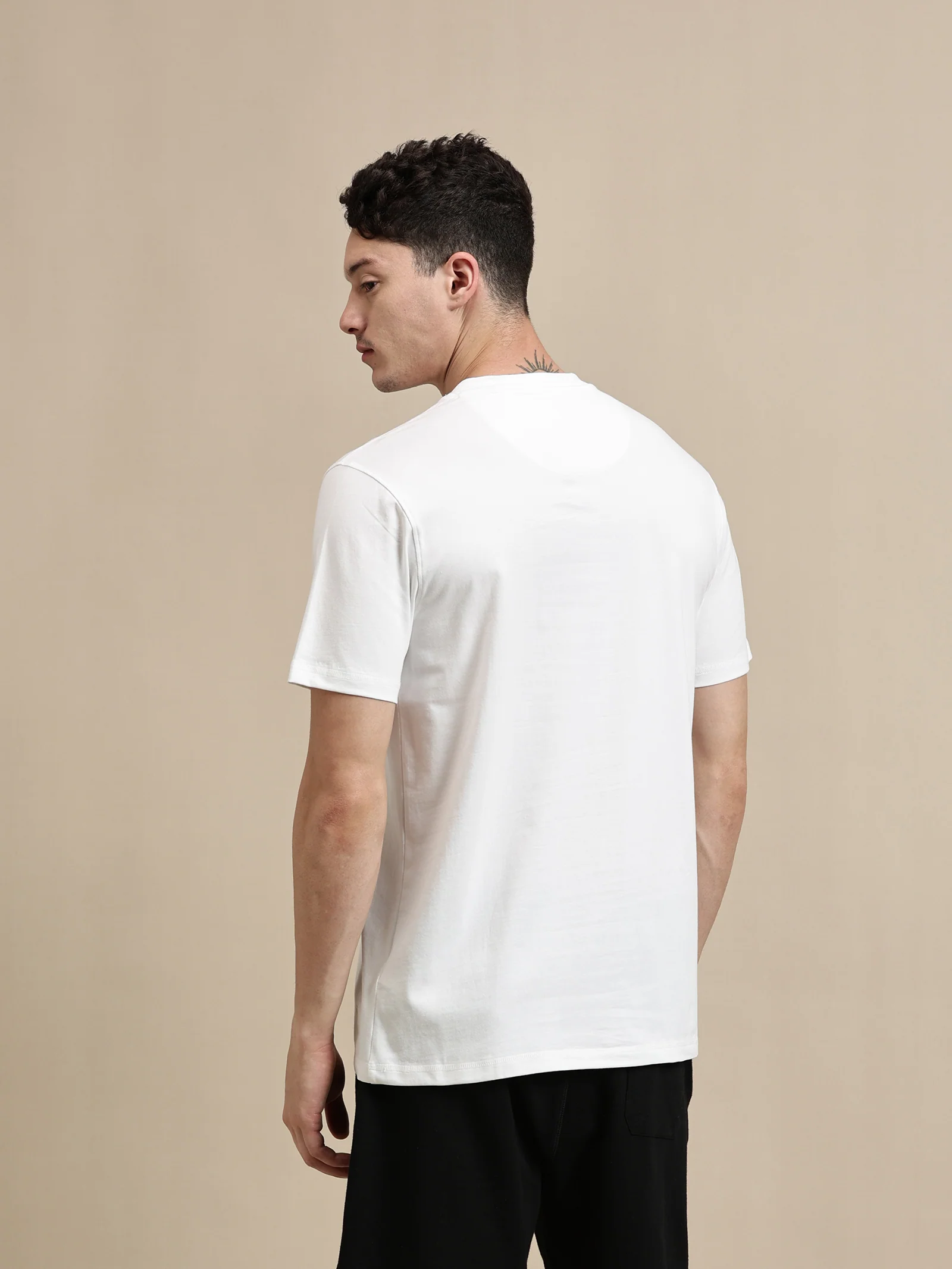 Men White Half Sleeve T-Shirt - Image 3