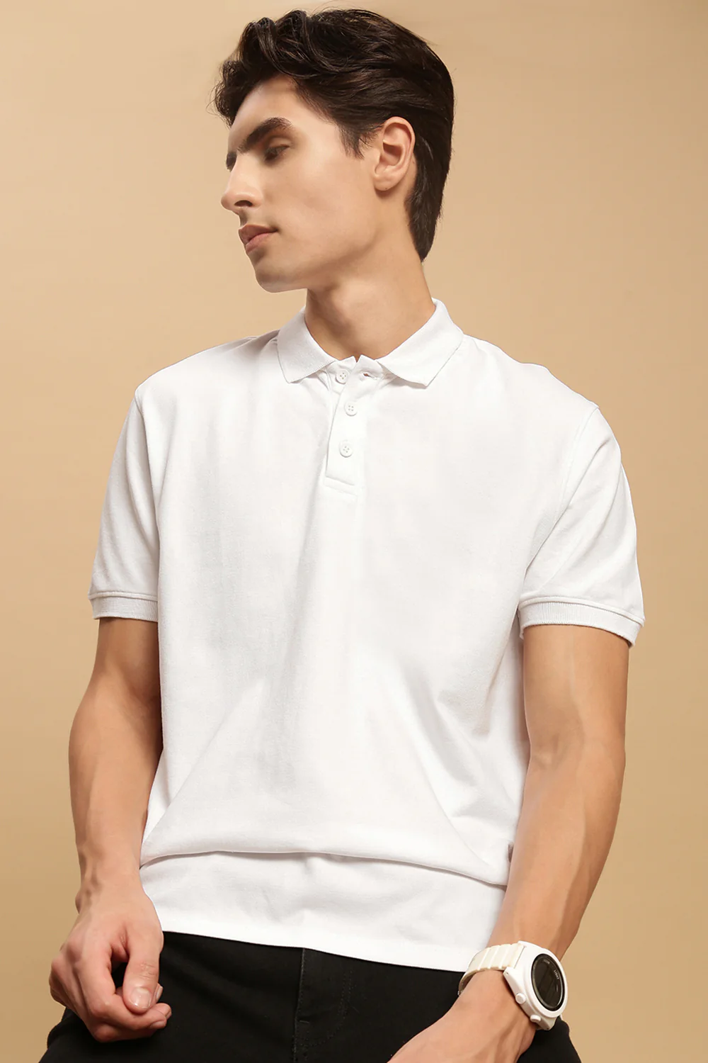 Men White Half Sleeve T-Shirt - Image 5