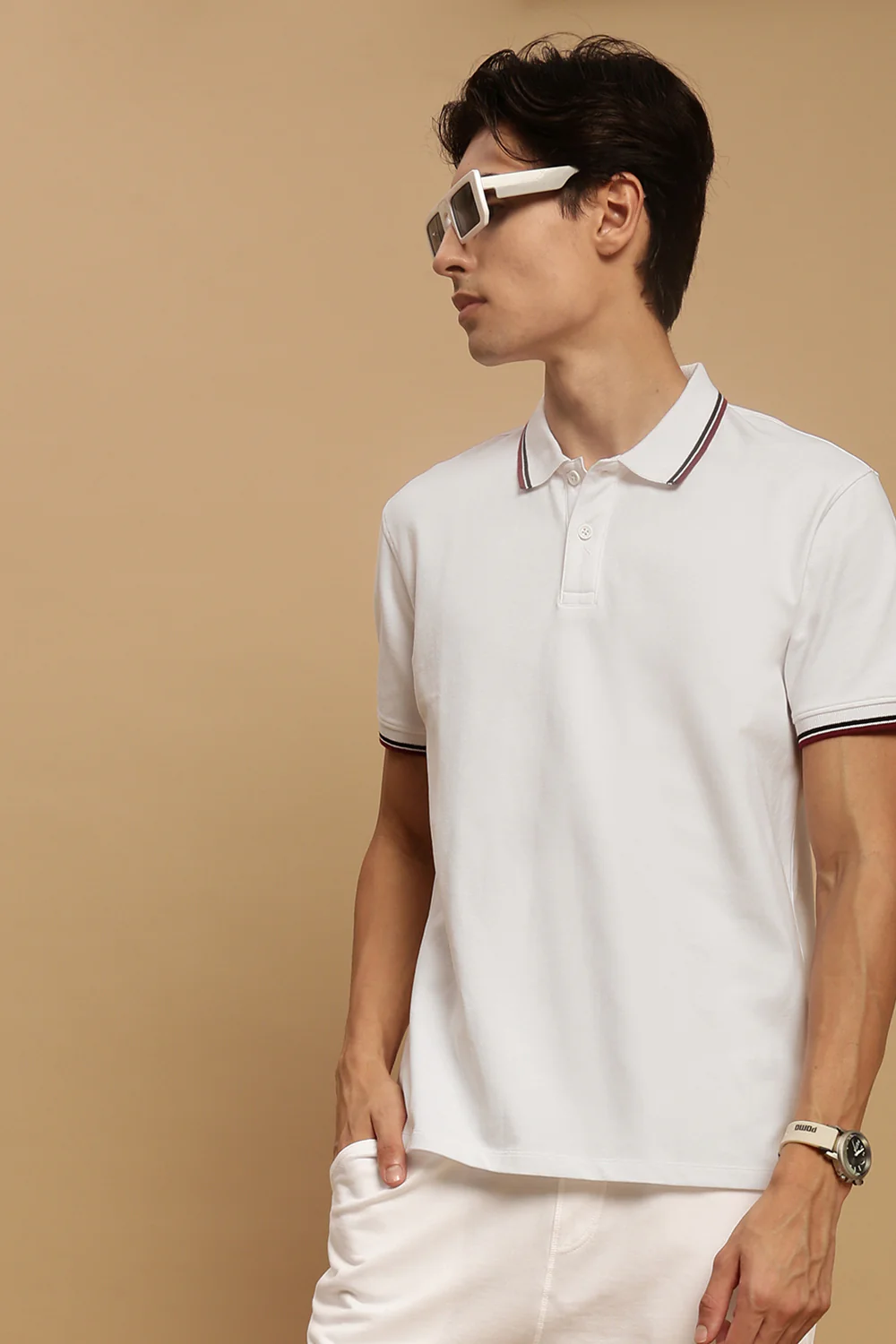 Men White Half Sleeve T-Shirt - Image 6