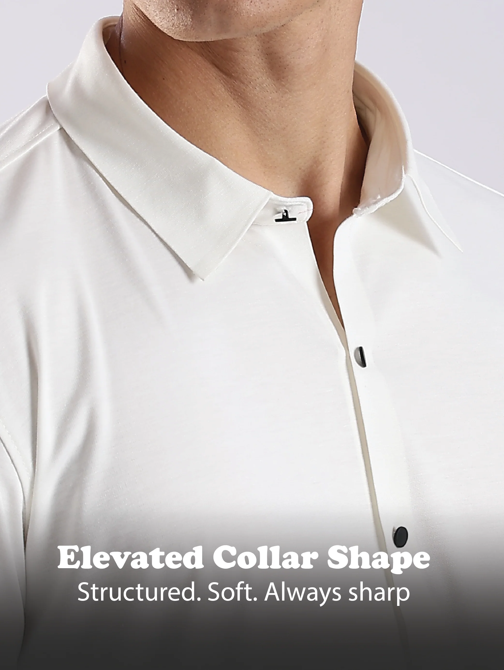 Men White Knitted Slim Fit Shirt - Image 12