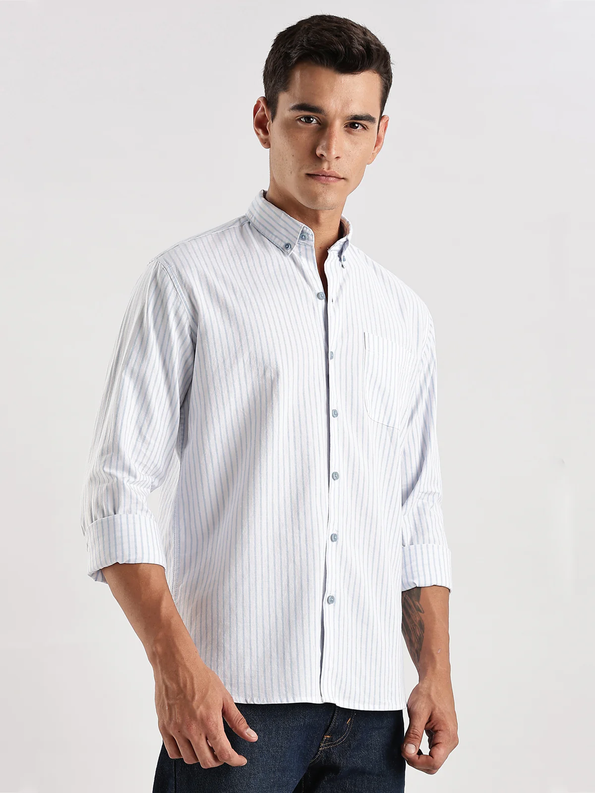 Men White Casual Shirt - Image 4