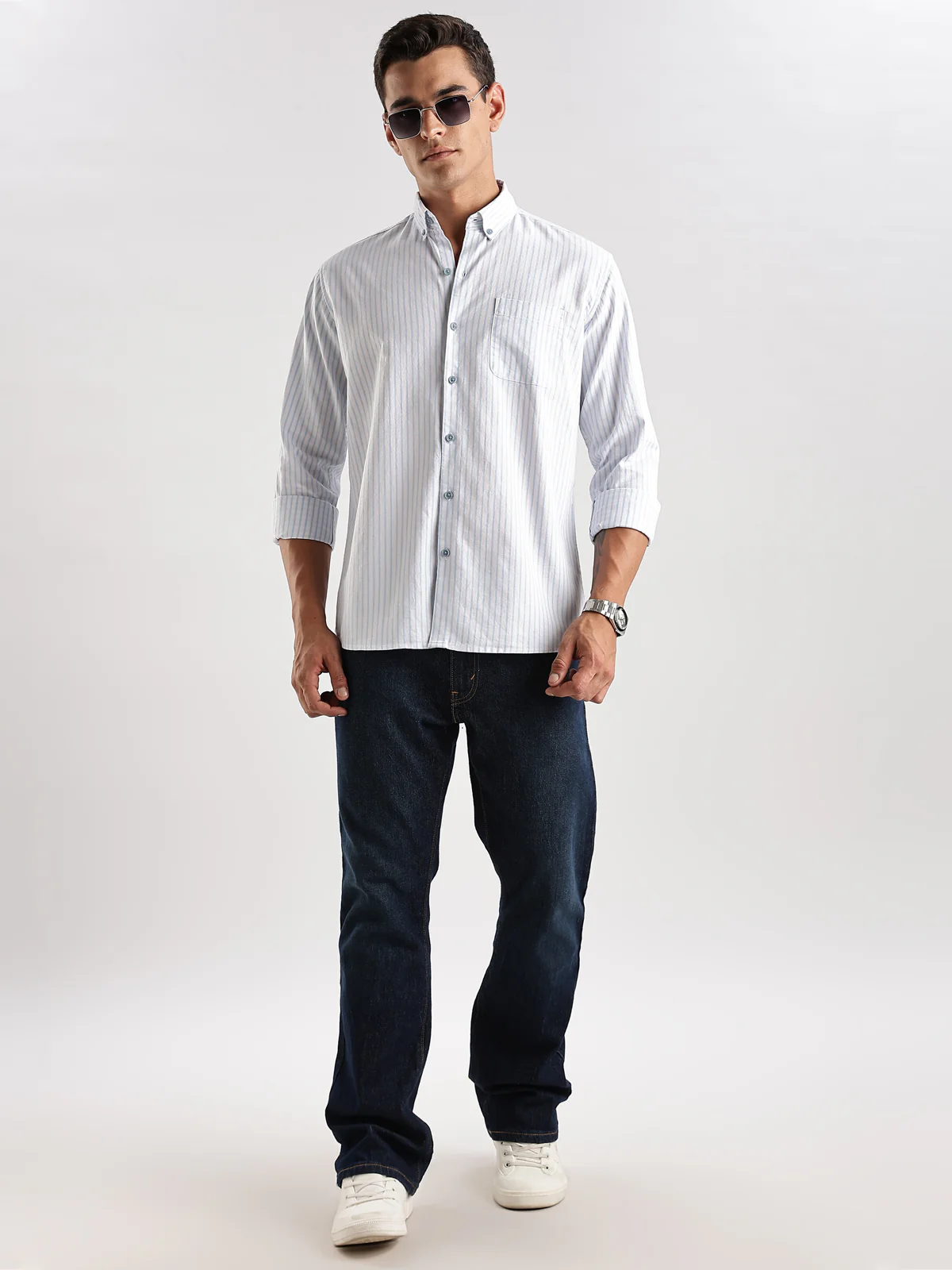 Men White Casual Shirt - Image 5