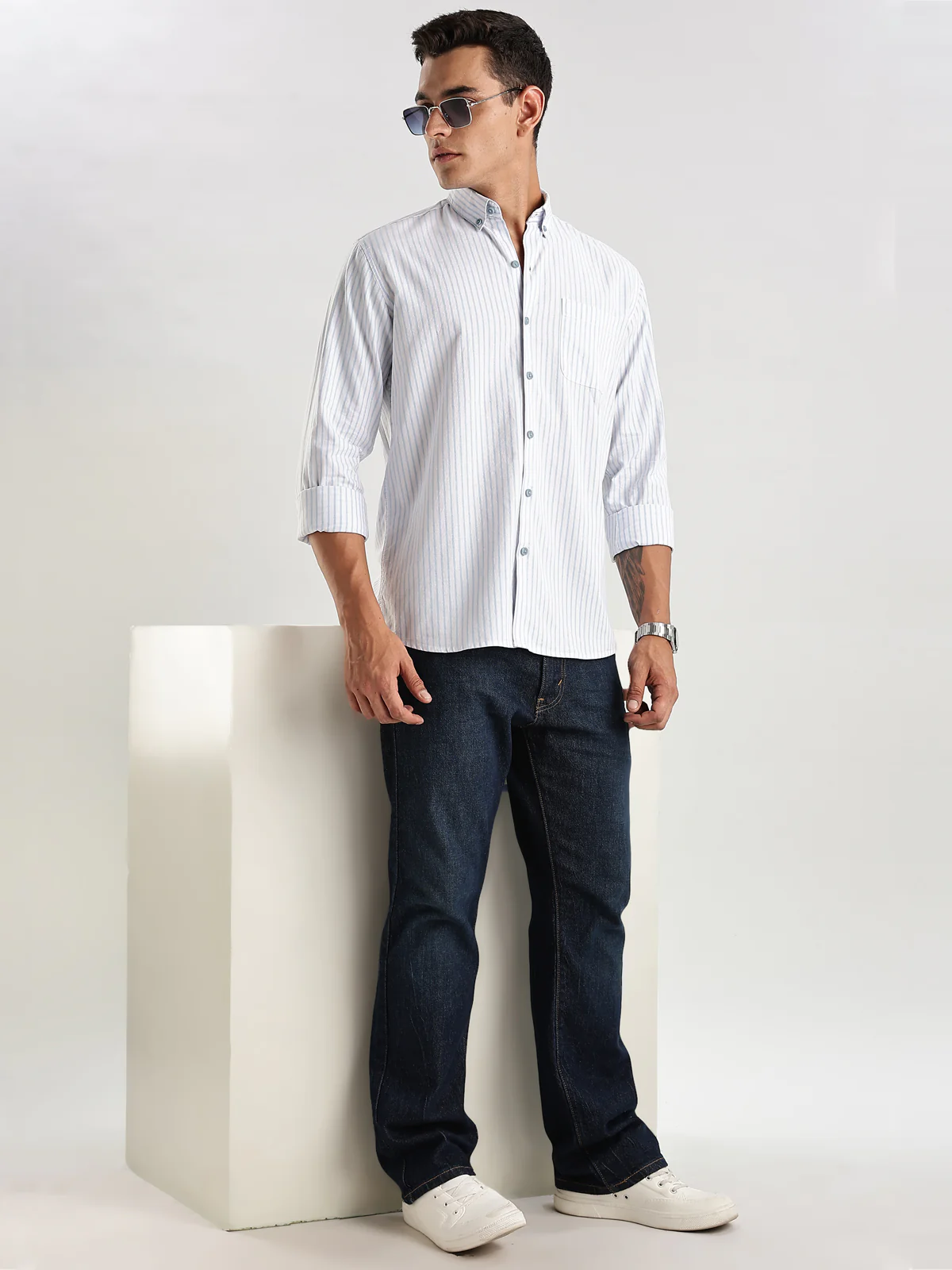 Men White Casual Shirt - Image 7