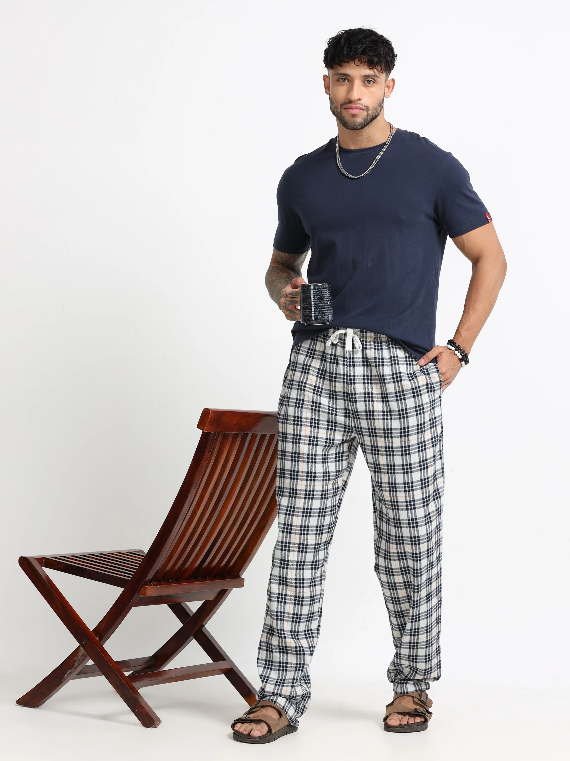 Men Multi Check Lounge Pants - Image 2