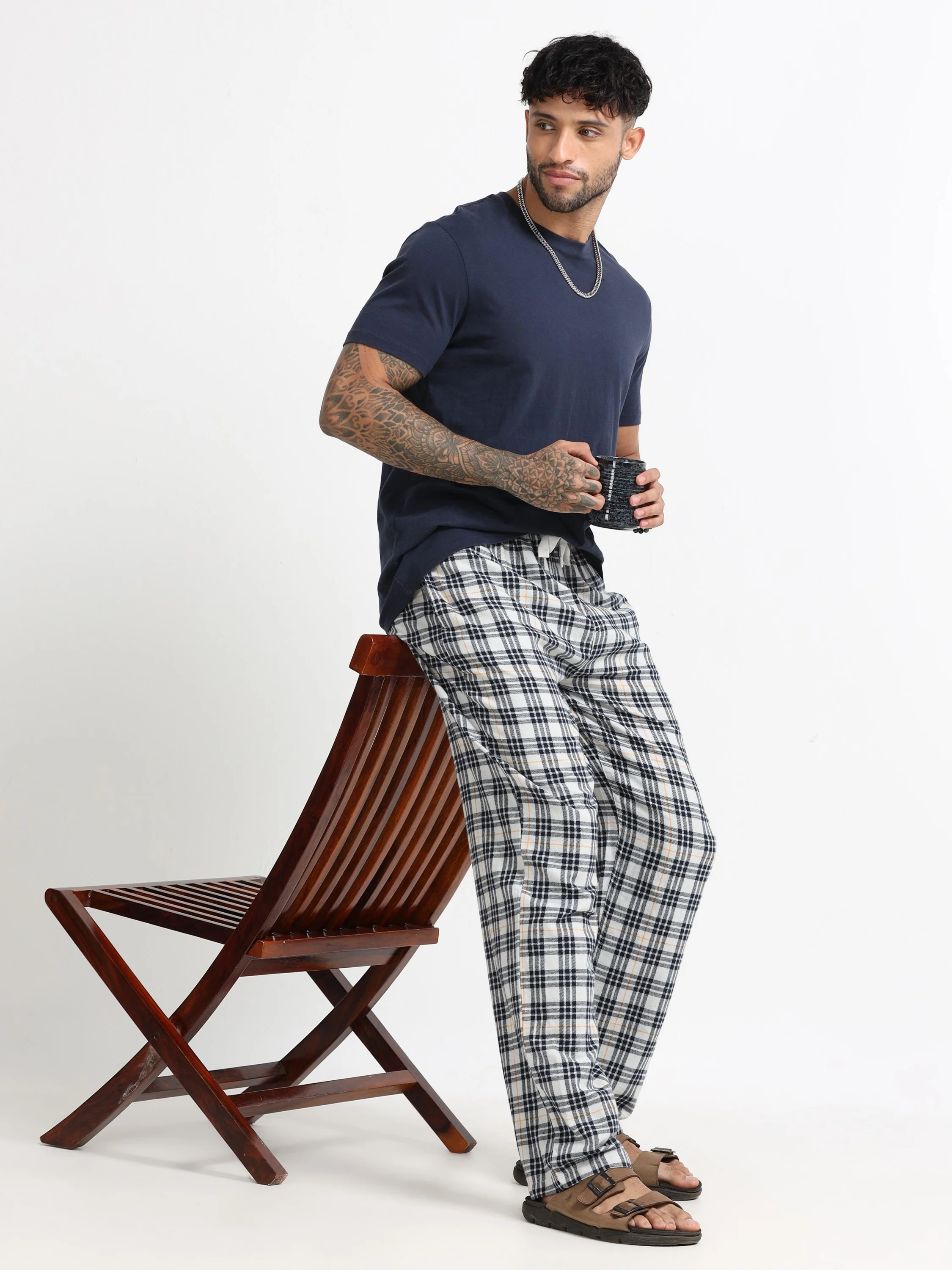 Men Multi Check Lounge Pants - Image 8