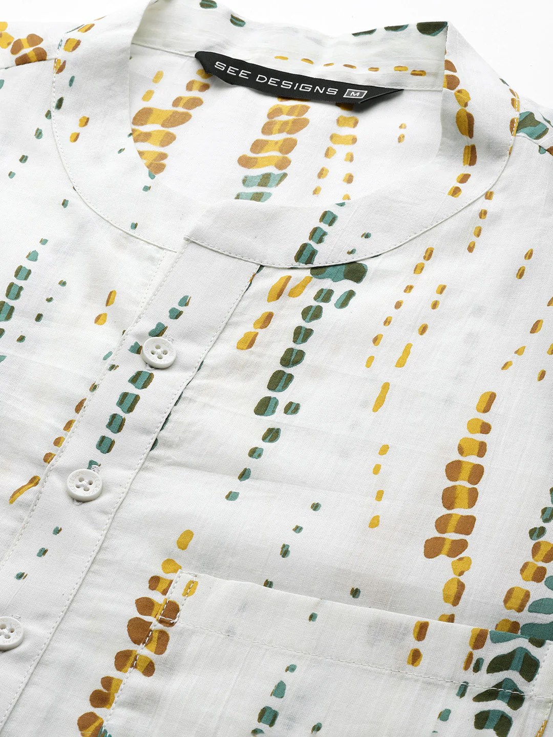 Men White Multi Tie And Dye Print Design Straight Kurta - Image 4
