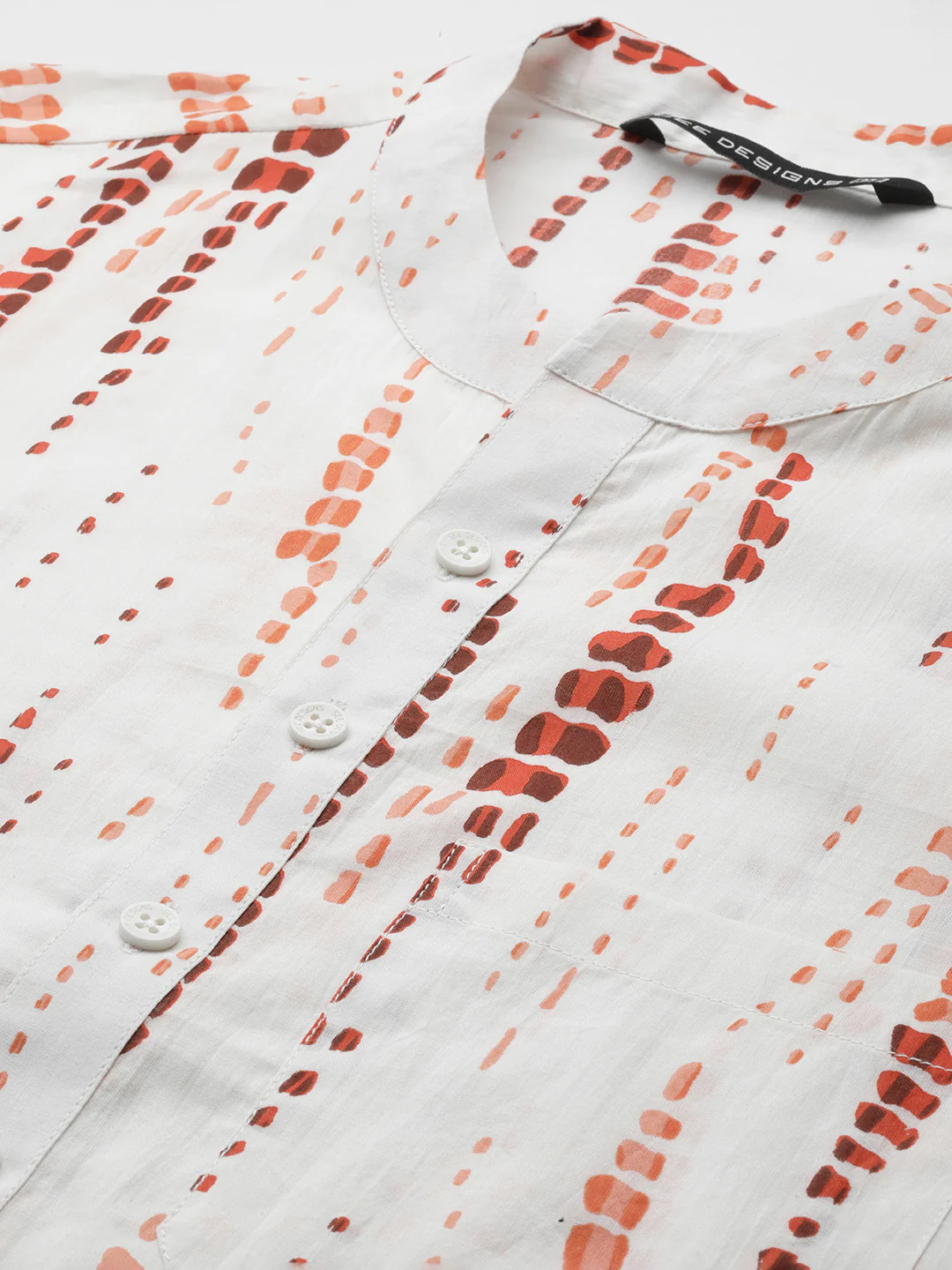 Men White Multi Tie And Dye Print Design Straight Kurta - Image 2