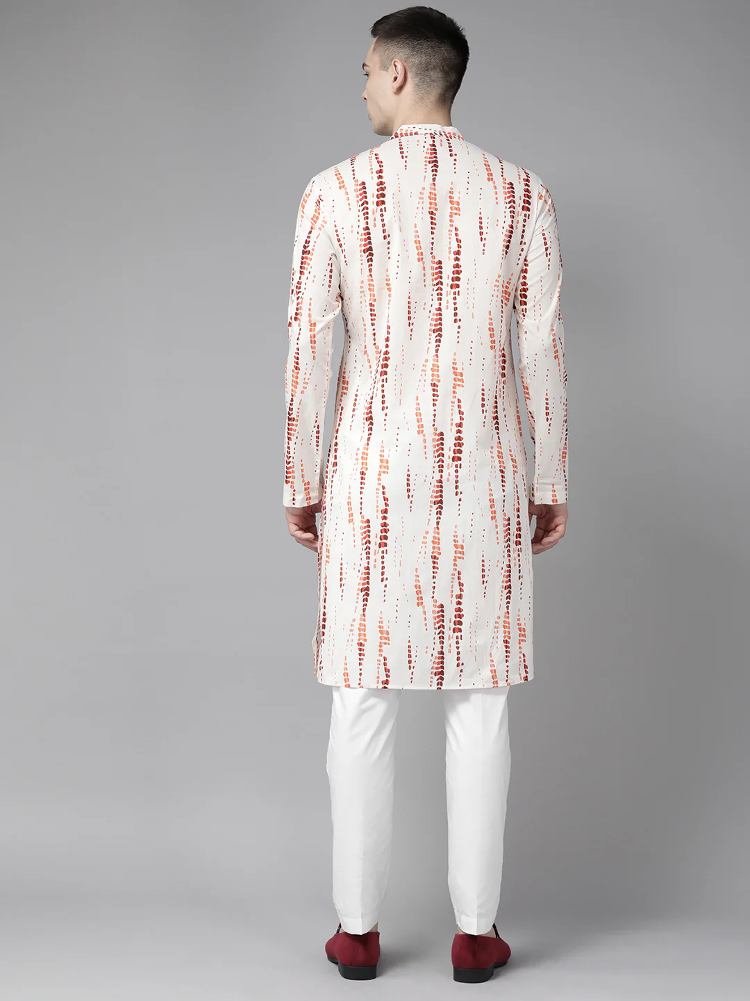 Men White Multi Tie And Dye Print Design Straight Kurta - Image 5