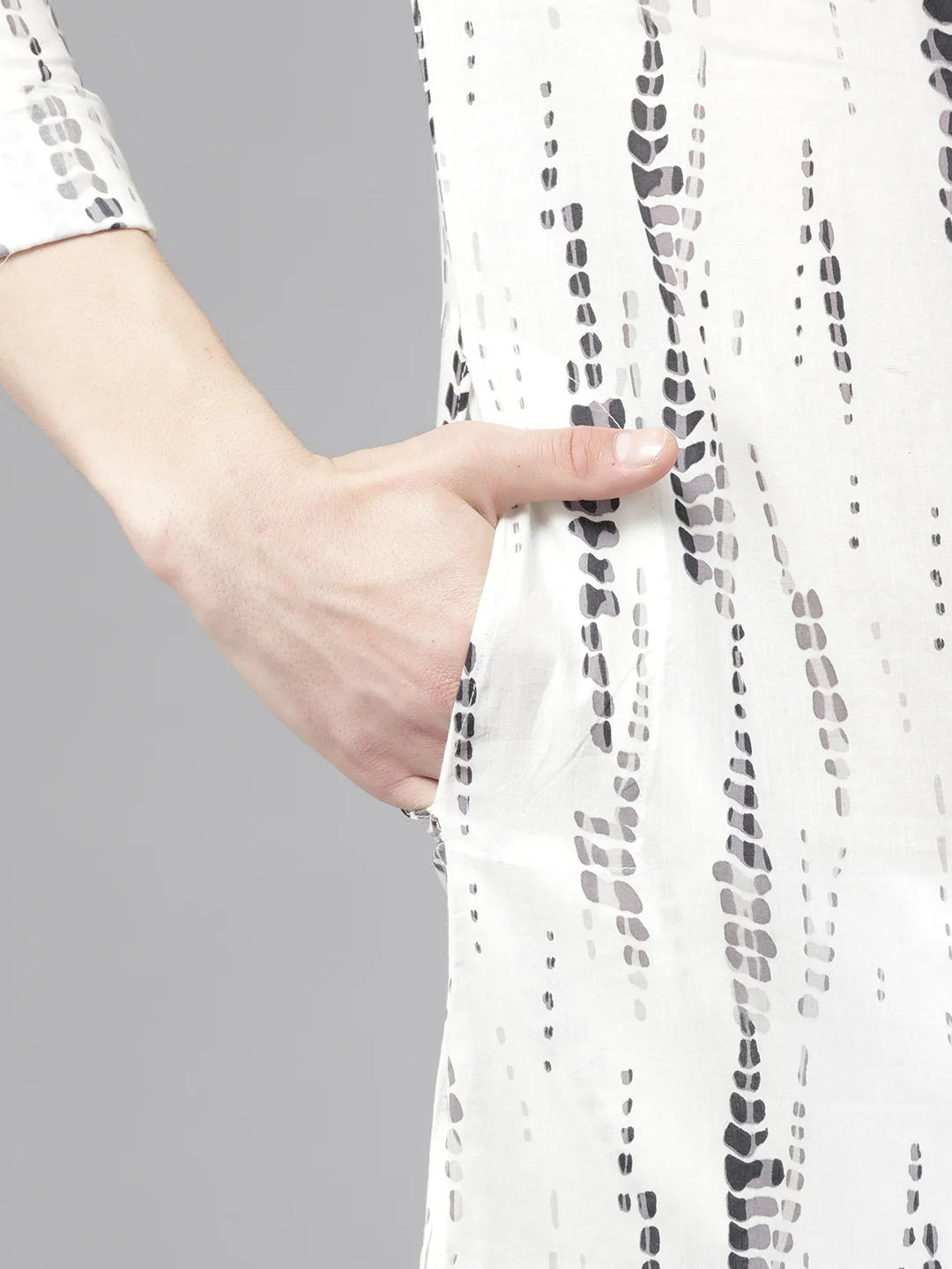 Men White Multi Tie And Dye Print Design Straight Kurta - Image 3