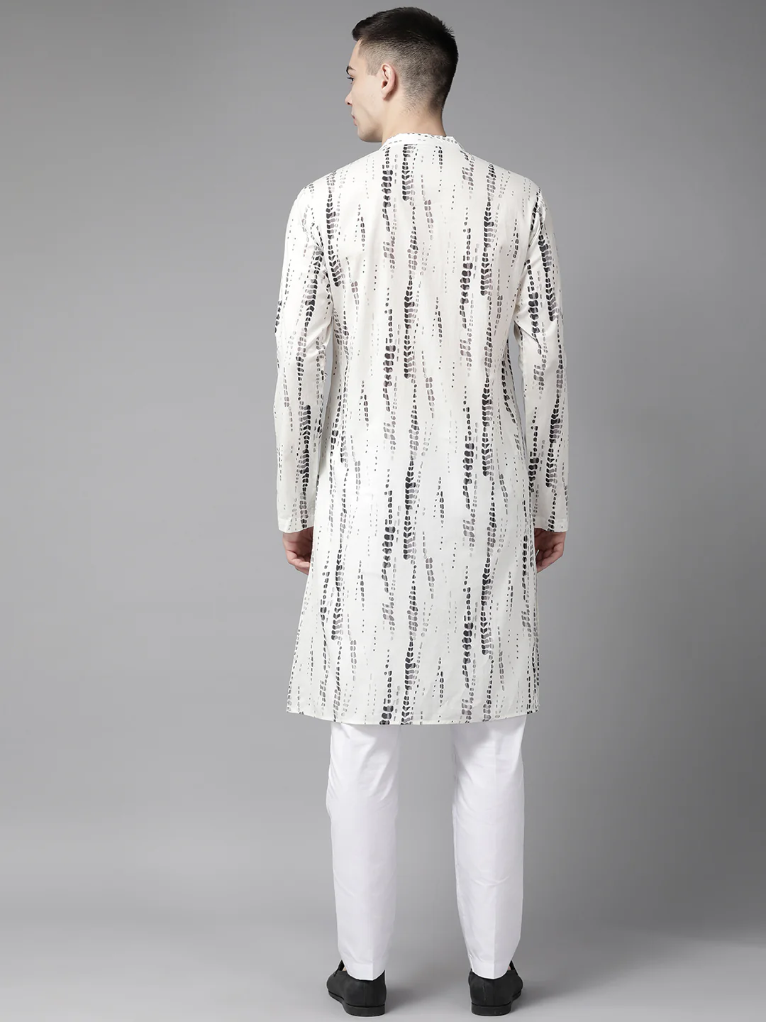 Men White Multi Tie And Dye Print Design Straight Kurta - Image 5