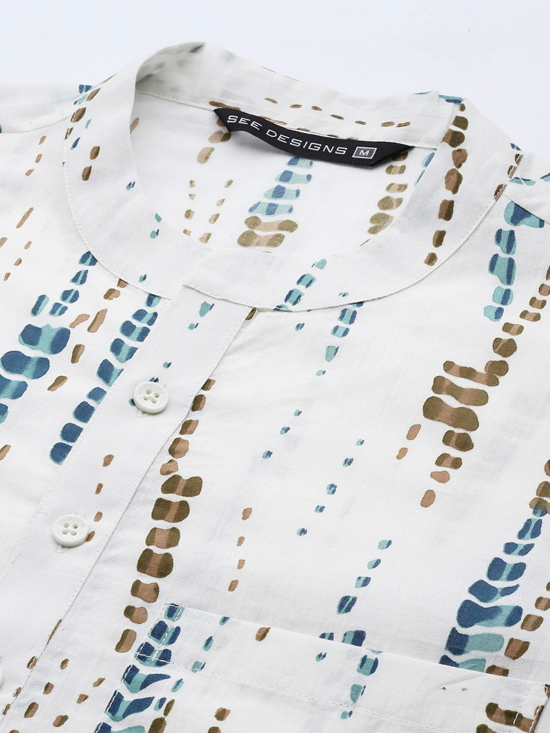 Men White Multi Tie And Dye Print Design Straight Kurta - Image 2