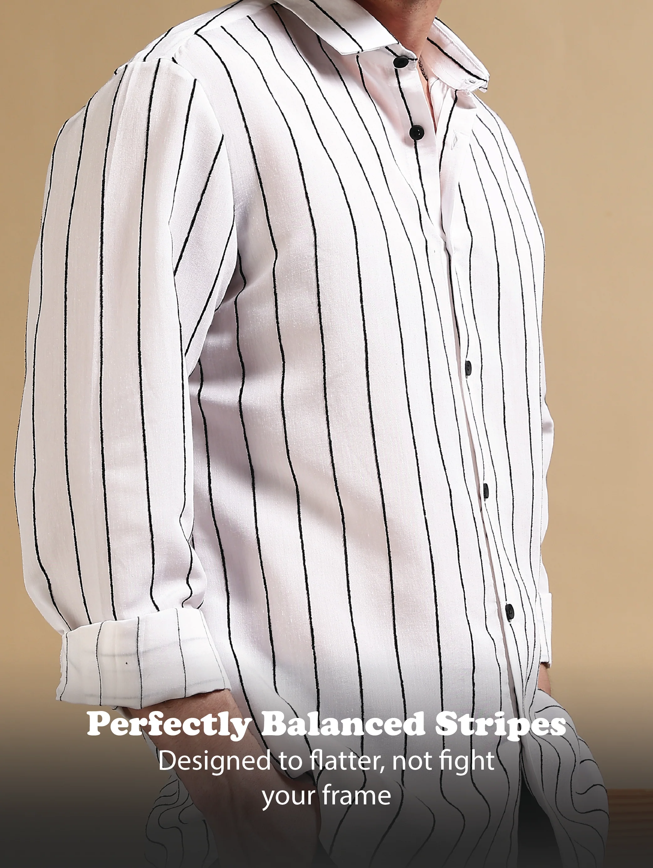 Men White Nylon Slim Fit Striped Shirt - Image 11