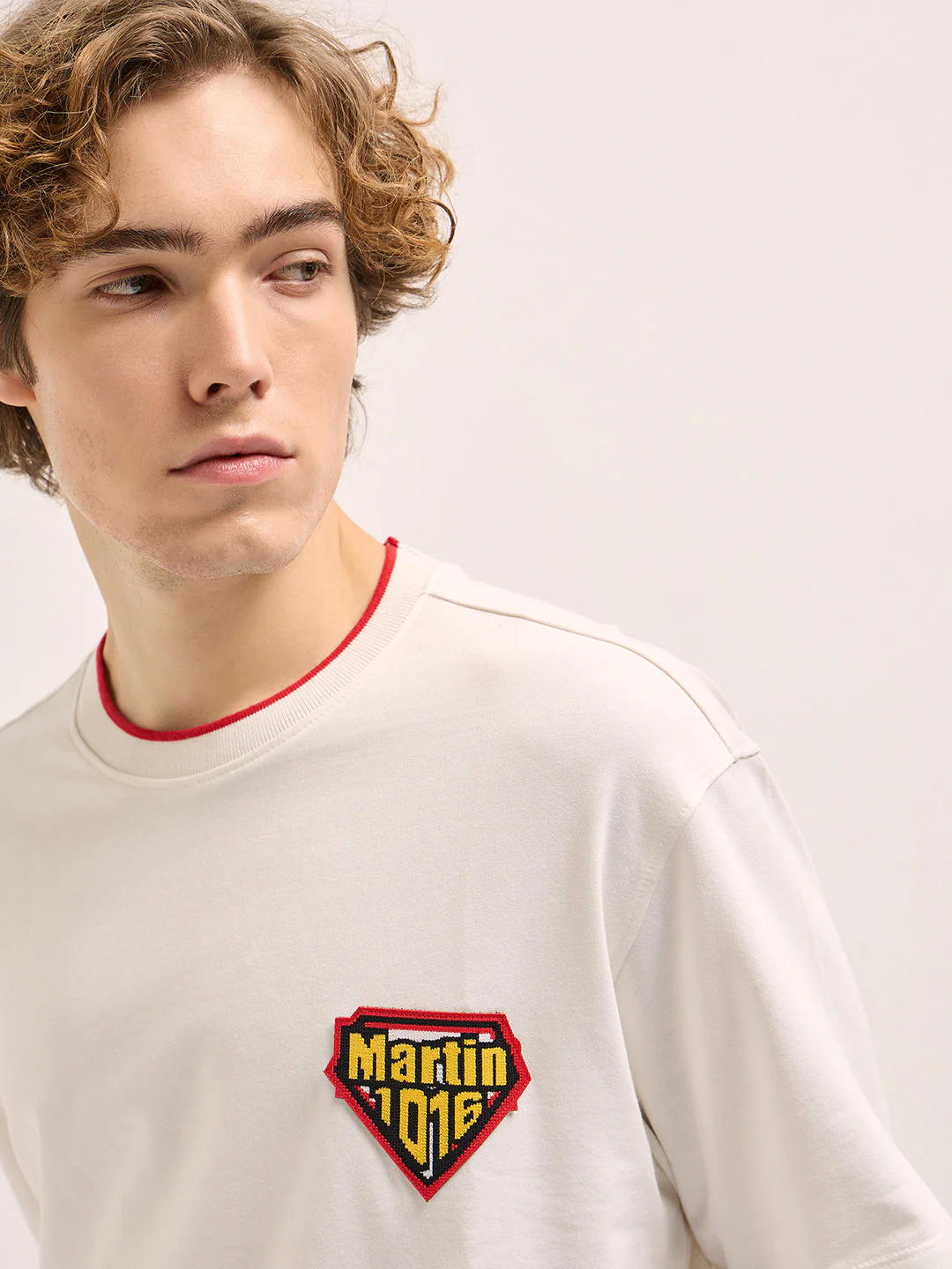 Men White Oversize Graphic Design Crew Neck T-shirt - Image 5