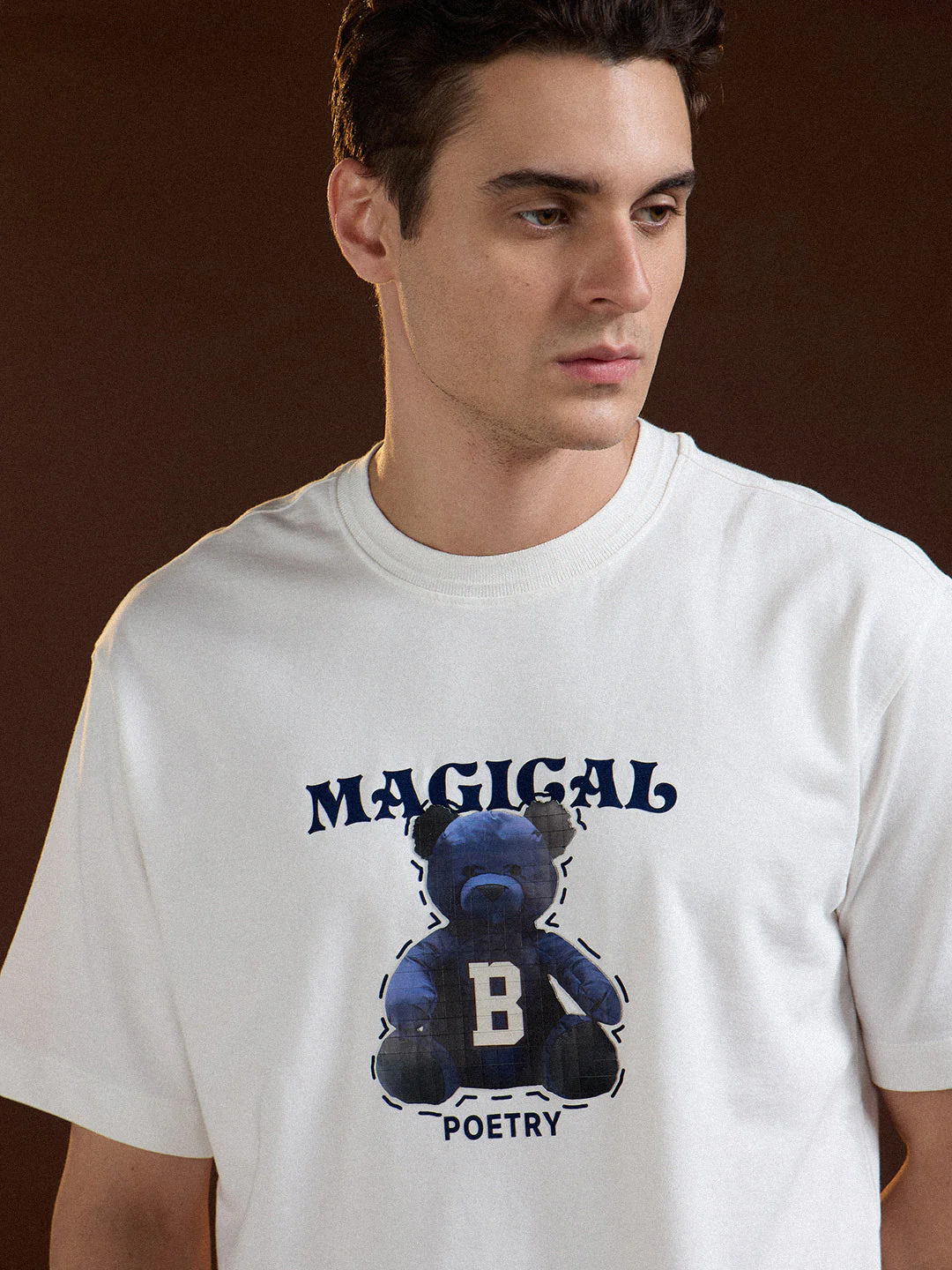 Men White Oversize Graphic Print Crew Neck T-shirt - Image 5