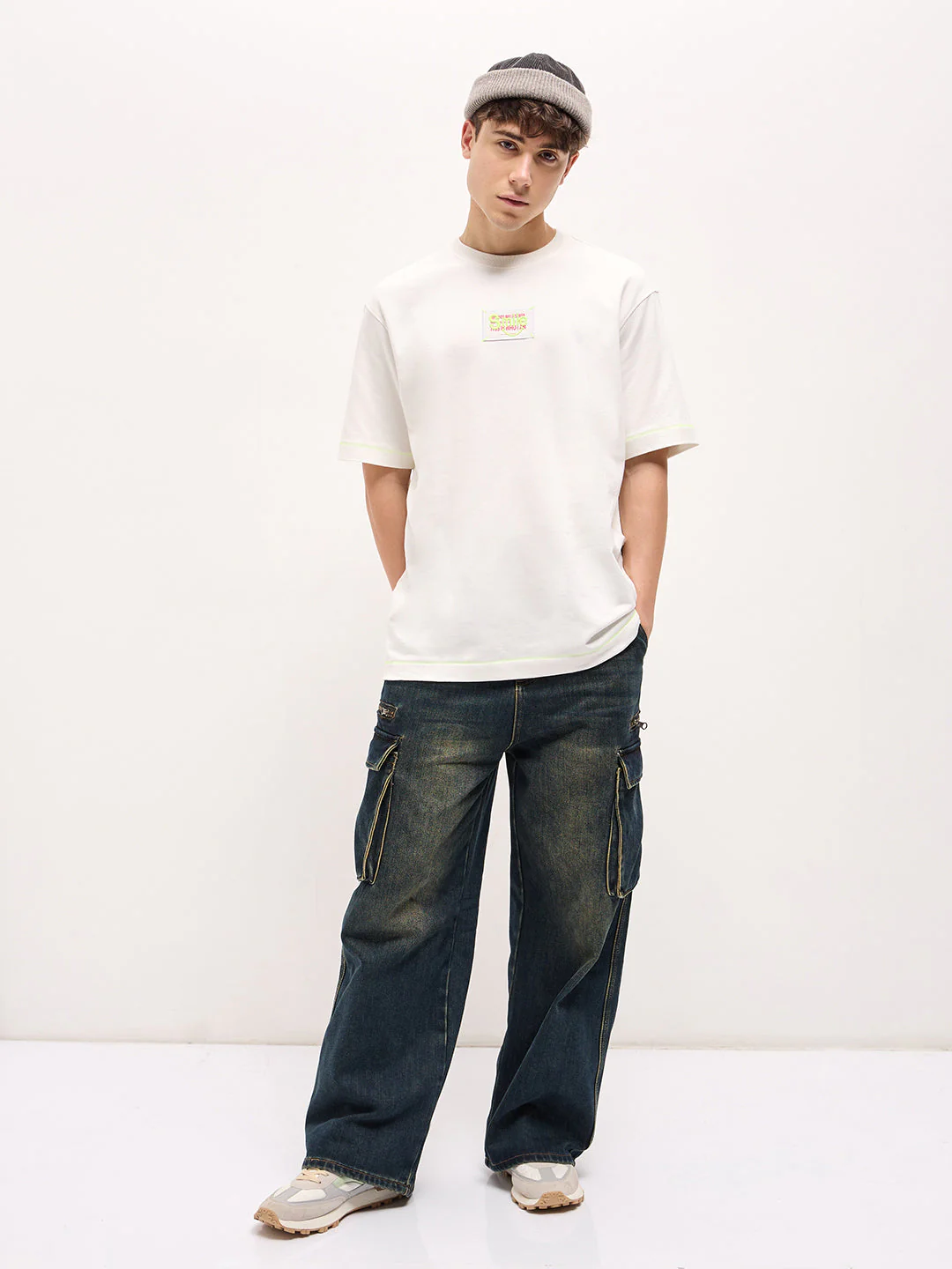 Men White Oversized Crew Neck T-shirt - Image 4