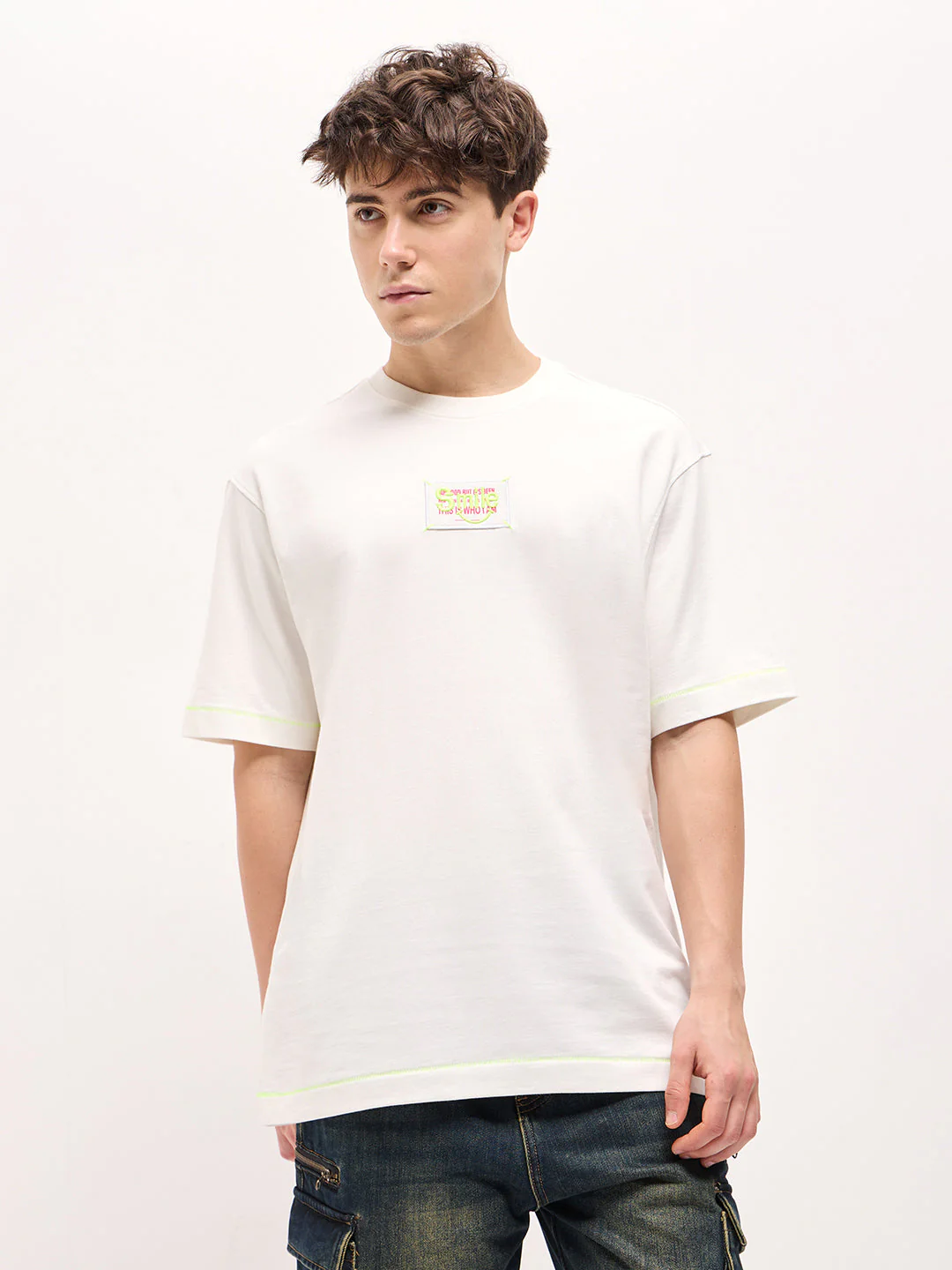 Men White Oversized Crew Neck T-shirt - Image 6