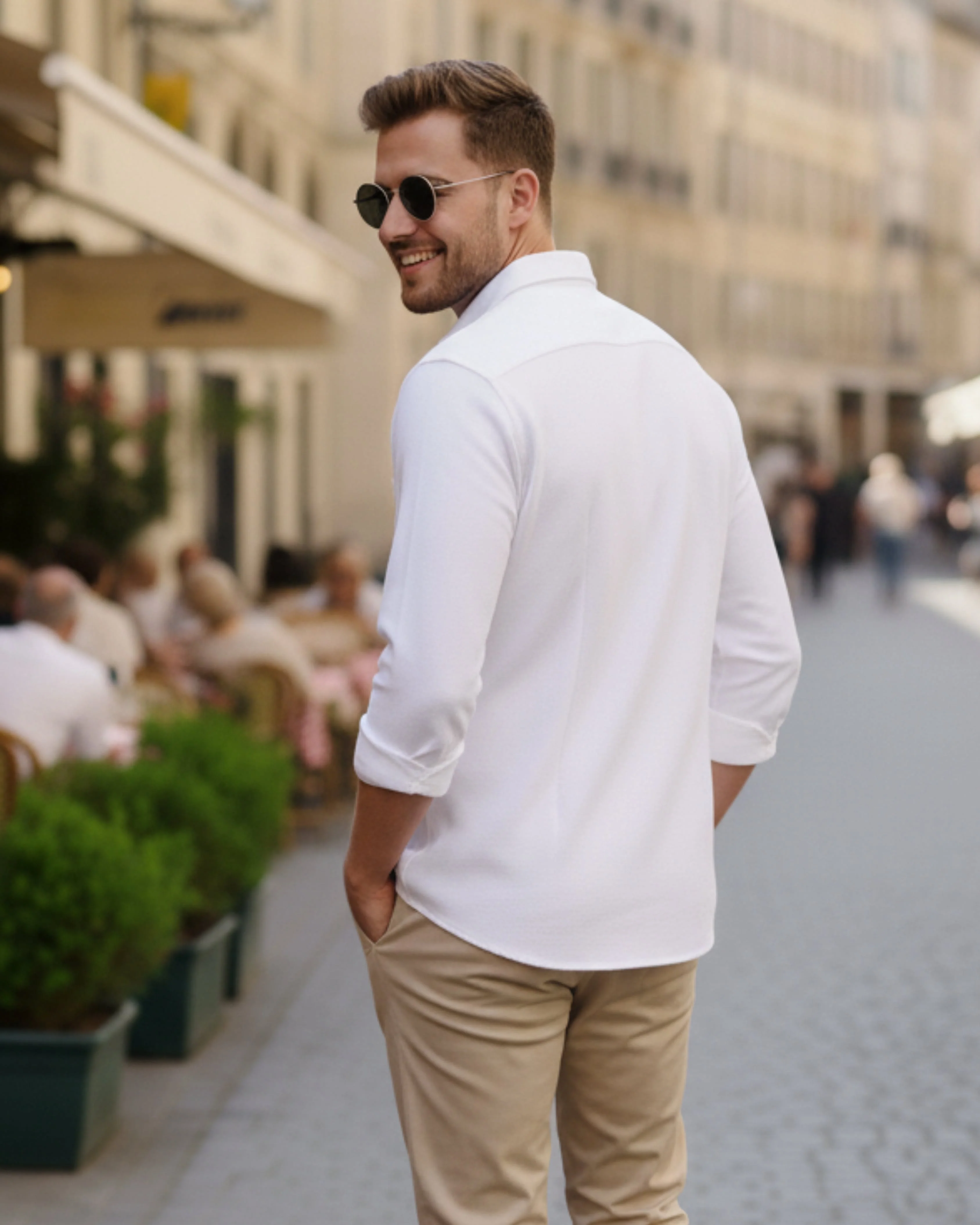 Men White Oversized Corduroy Shirt - Image 2