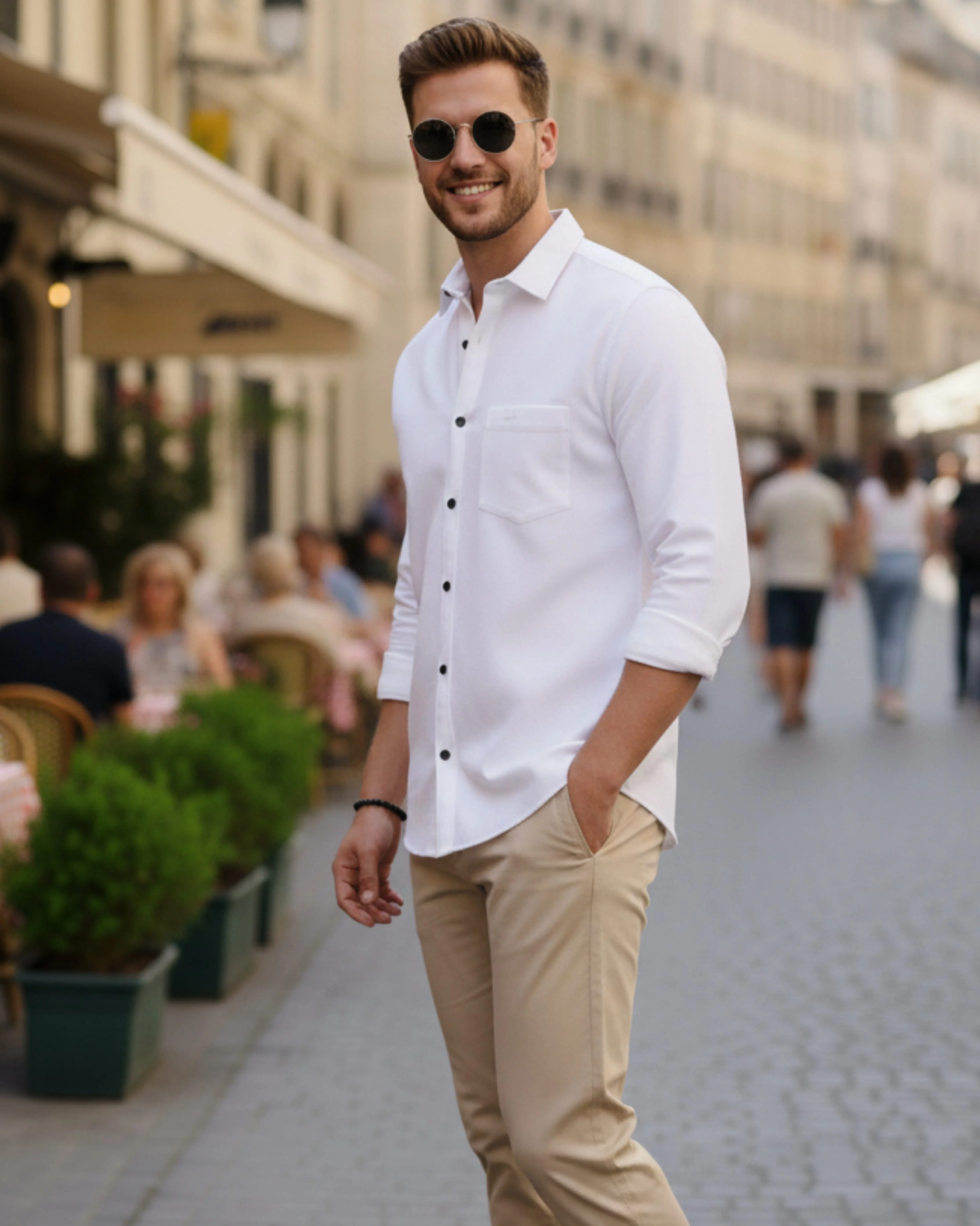 Men White Oversized Corduroy Shirt - Image 4