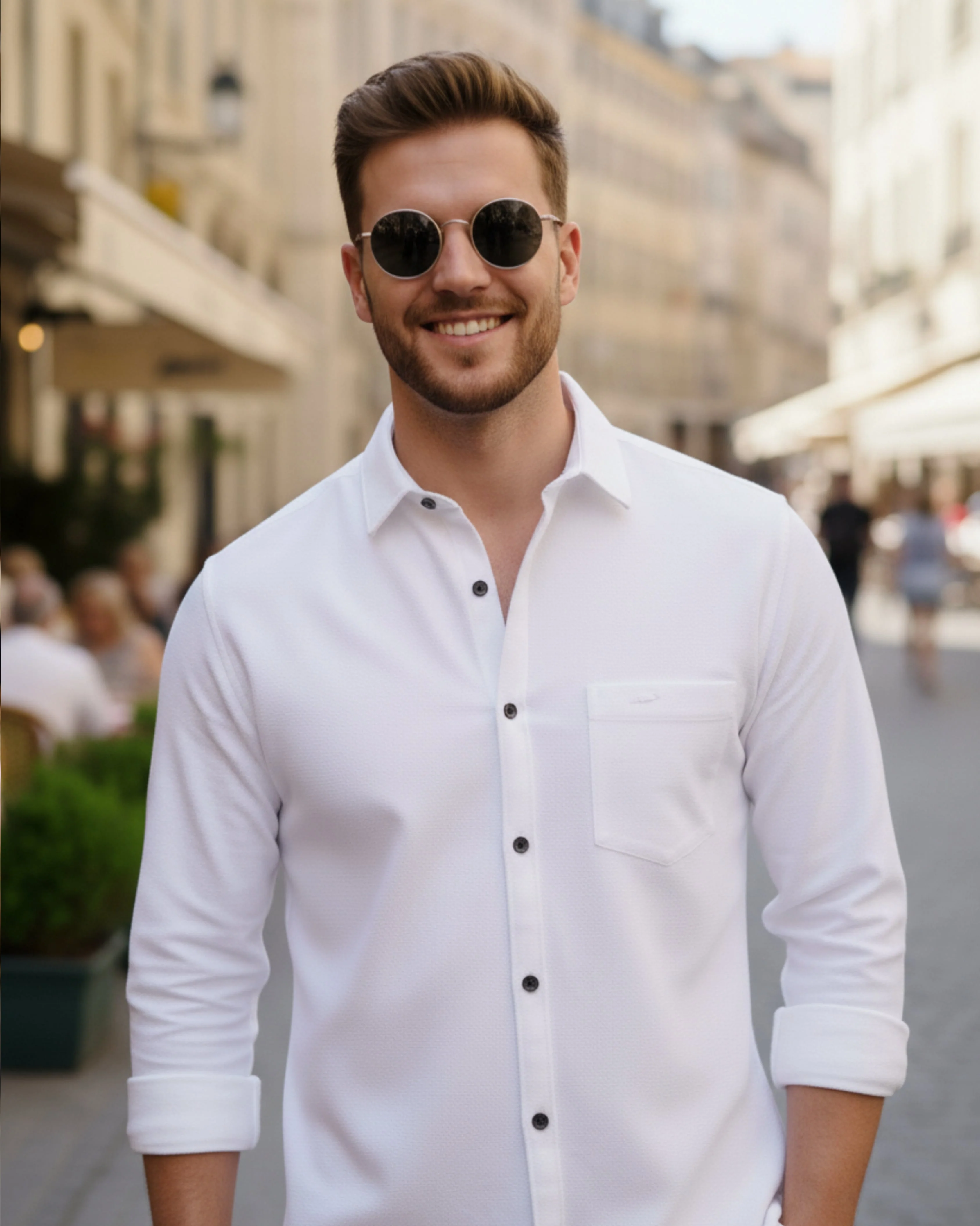 Men White Oversized Corduroy Shirt - Image 5