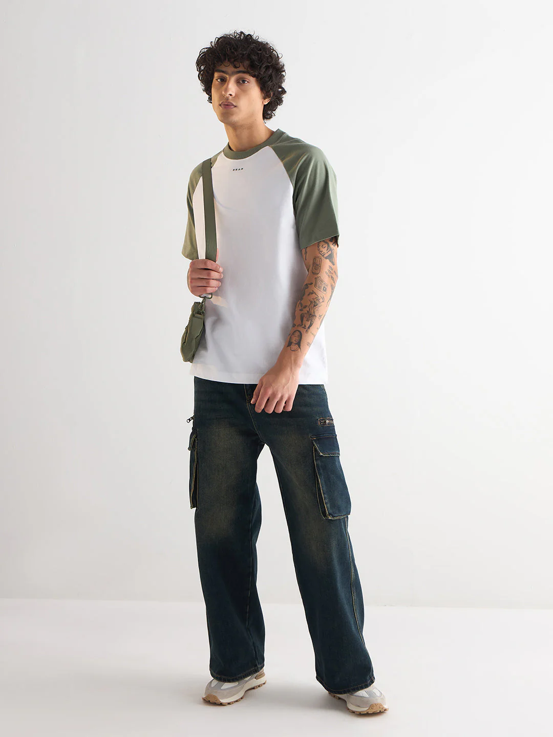 Men White Oversized Crew Neck T-Shirt - Image 2
