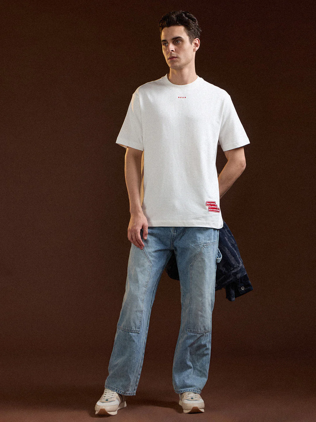 Men White Oversized Crew Neck T-Shirt - Image 4