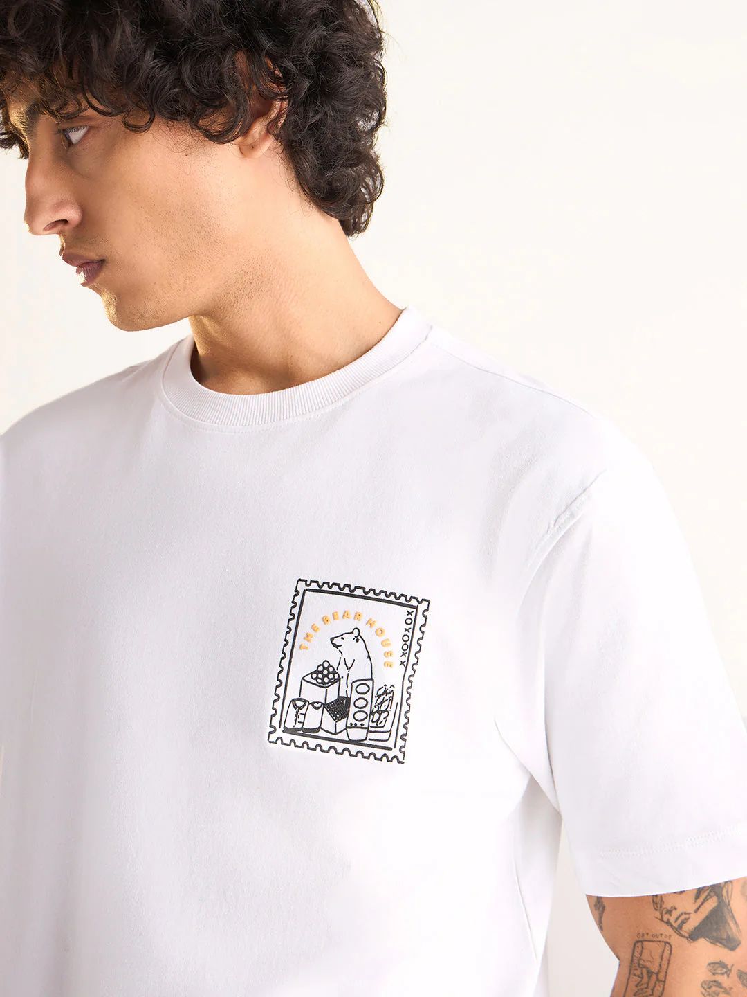 Men White Oversized Crew Neck T-Shirt - Image 5