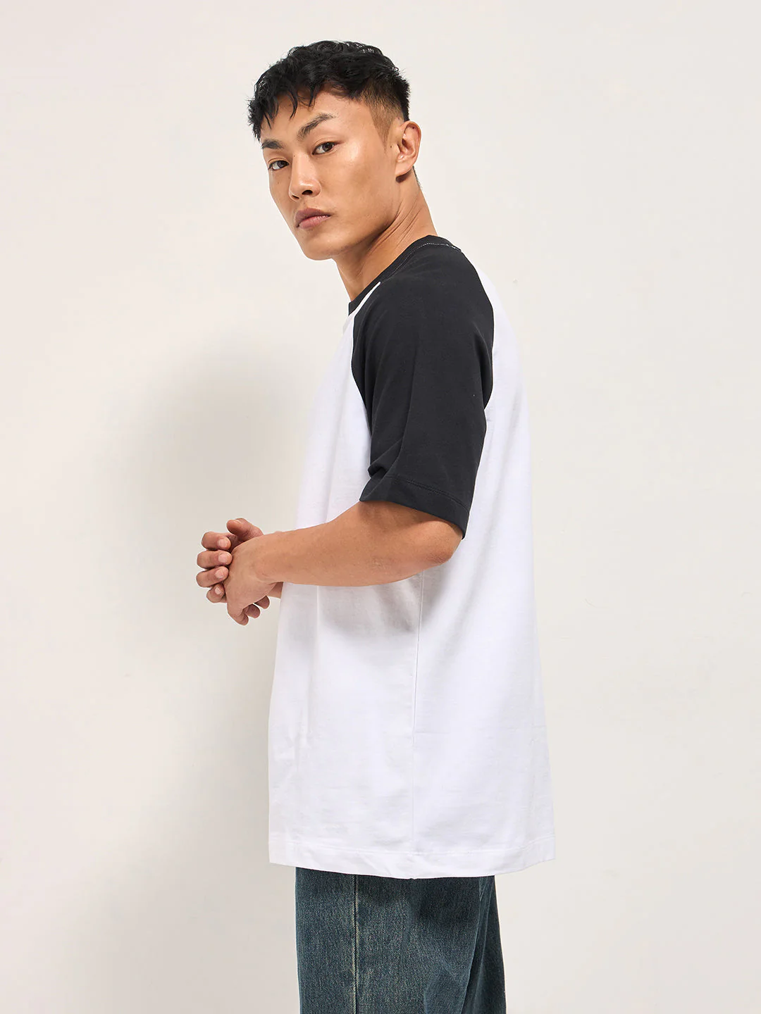 Men White Oversized Crew Neck T-Shirt - Image 3