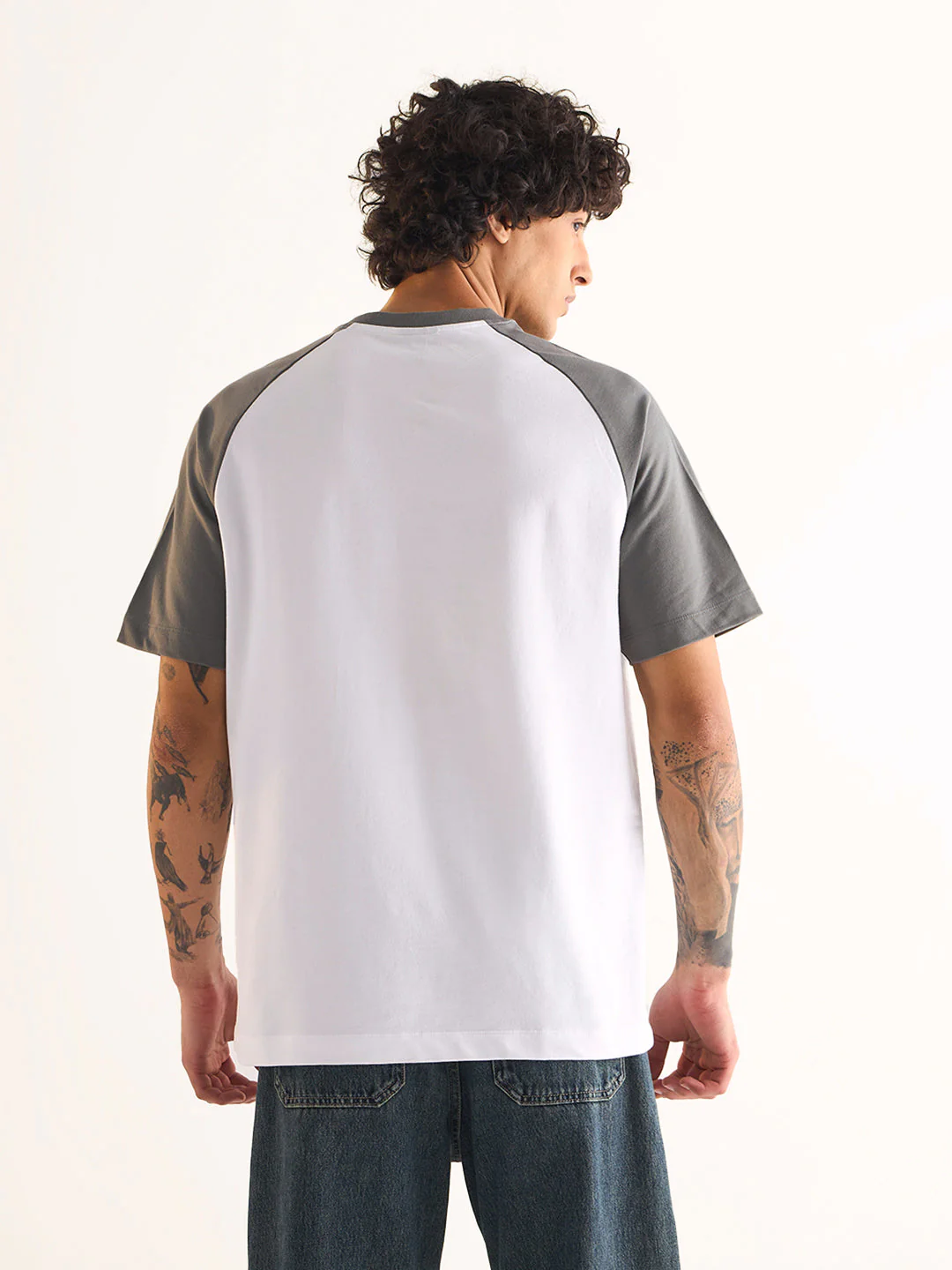 Men White Oversized Crew Neck T-Shirt - Image 2