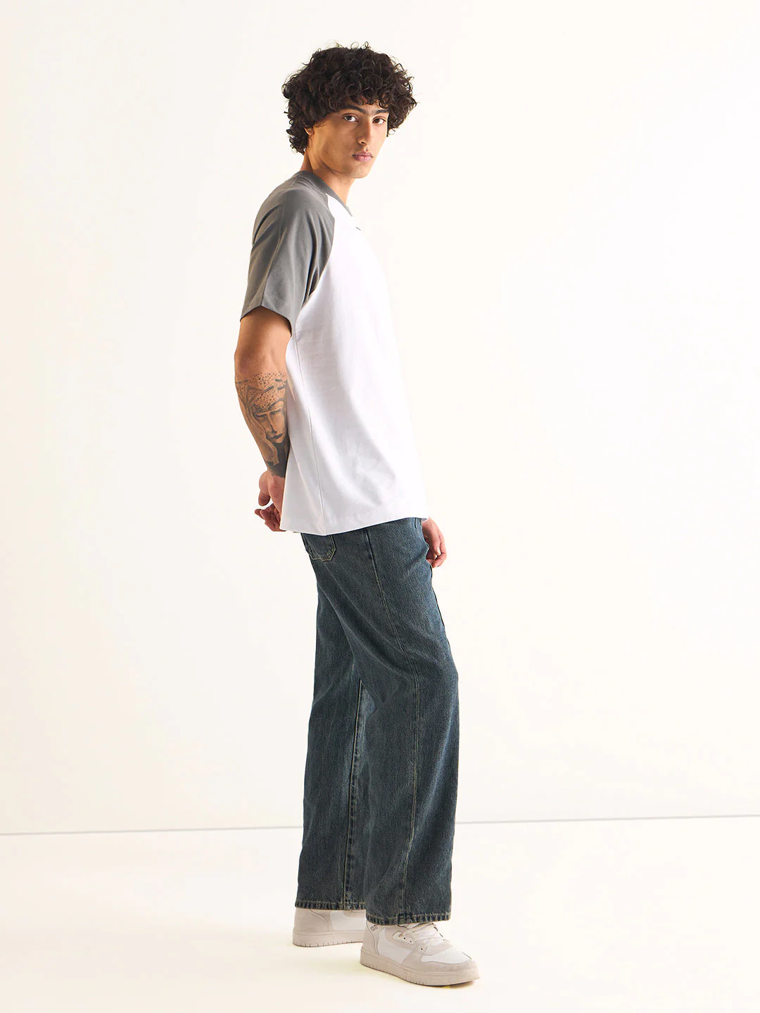 Men White Oversized Crew Neck T-Shirt - Image 3