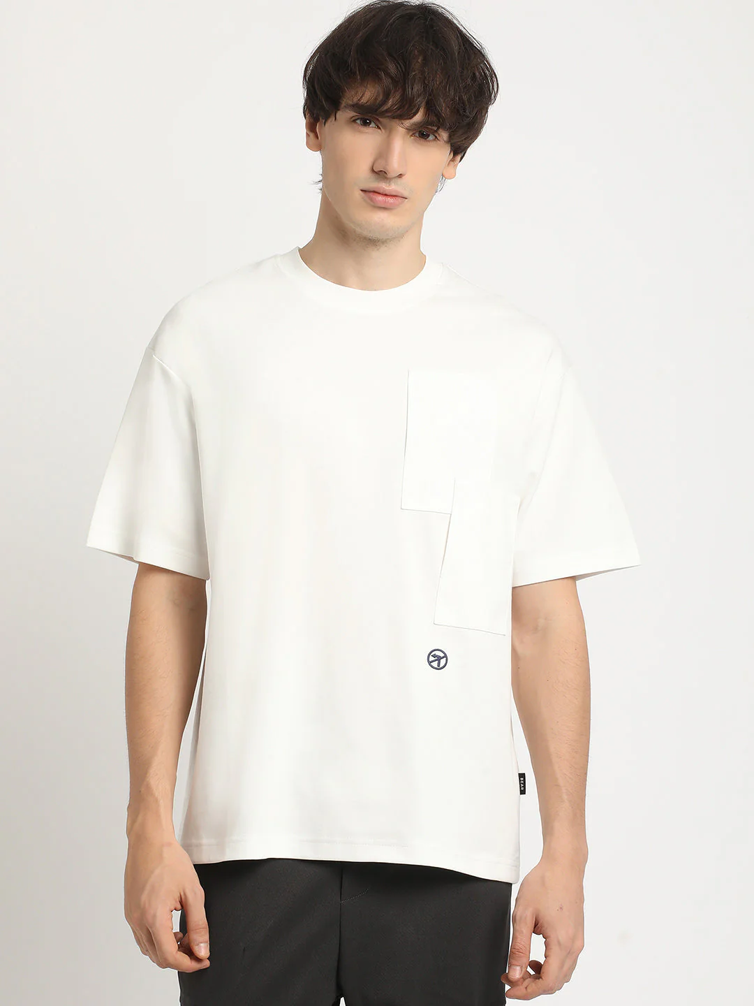 Men White Oversized Fit Round Neck T-shirt - Image 3