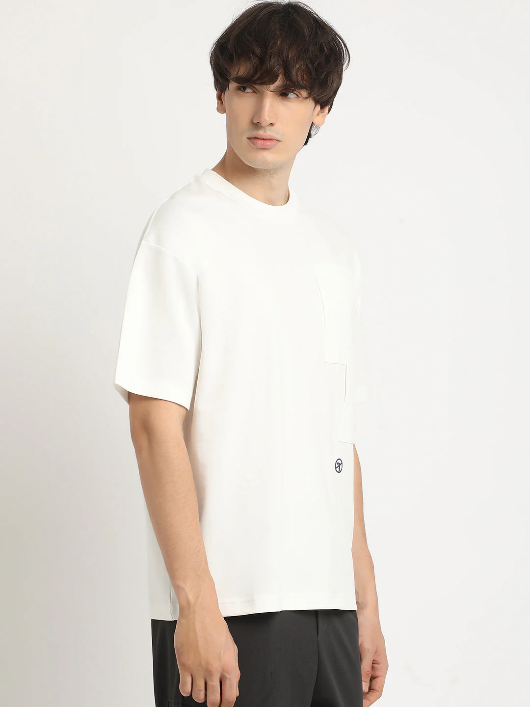 Men White Oversized Fit Round Neck T-shirt - Image 4