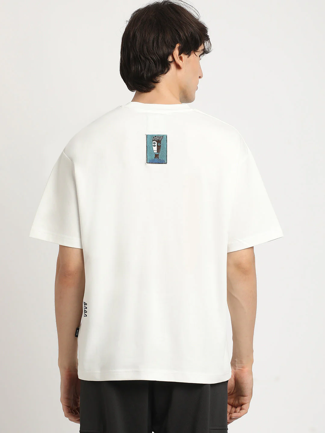 Men White Oversized Fit Round Neck T-shirt - Image 5