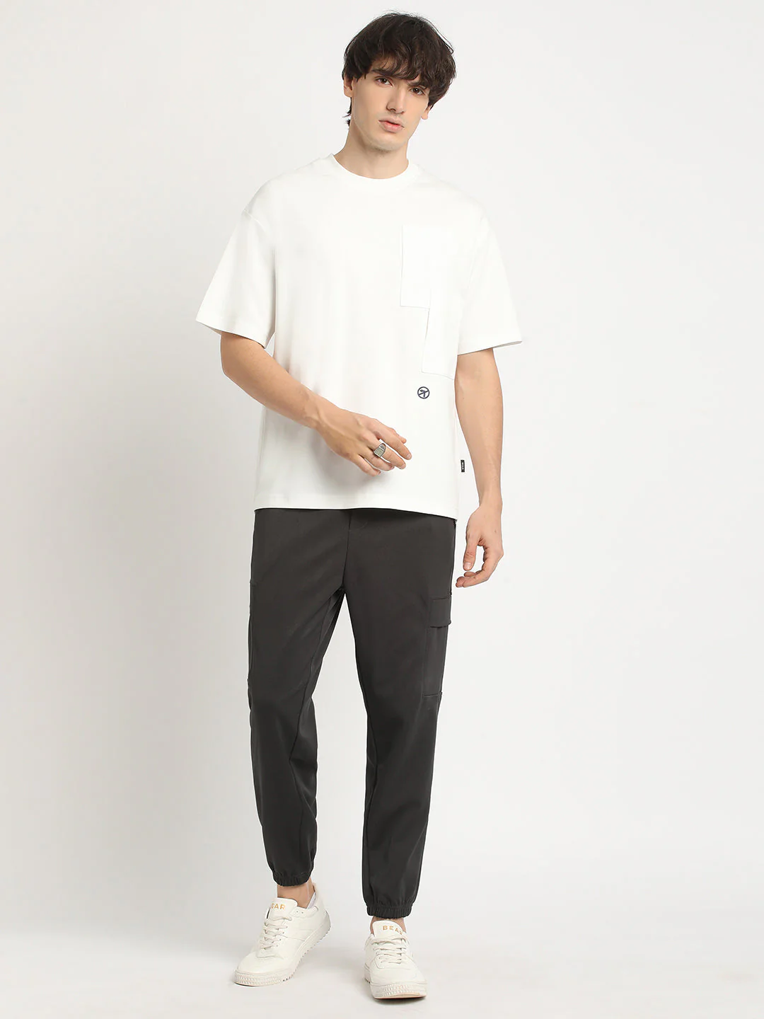 Men White Oversized Fit Round Neck T-shirt - Image 6