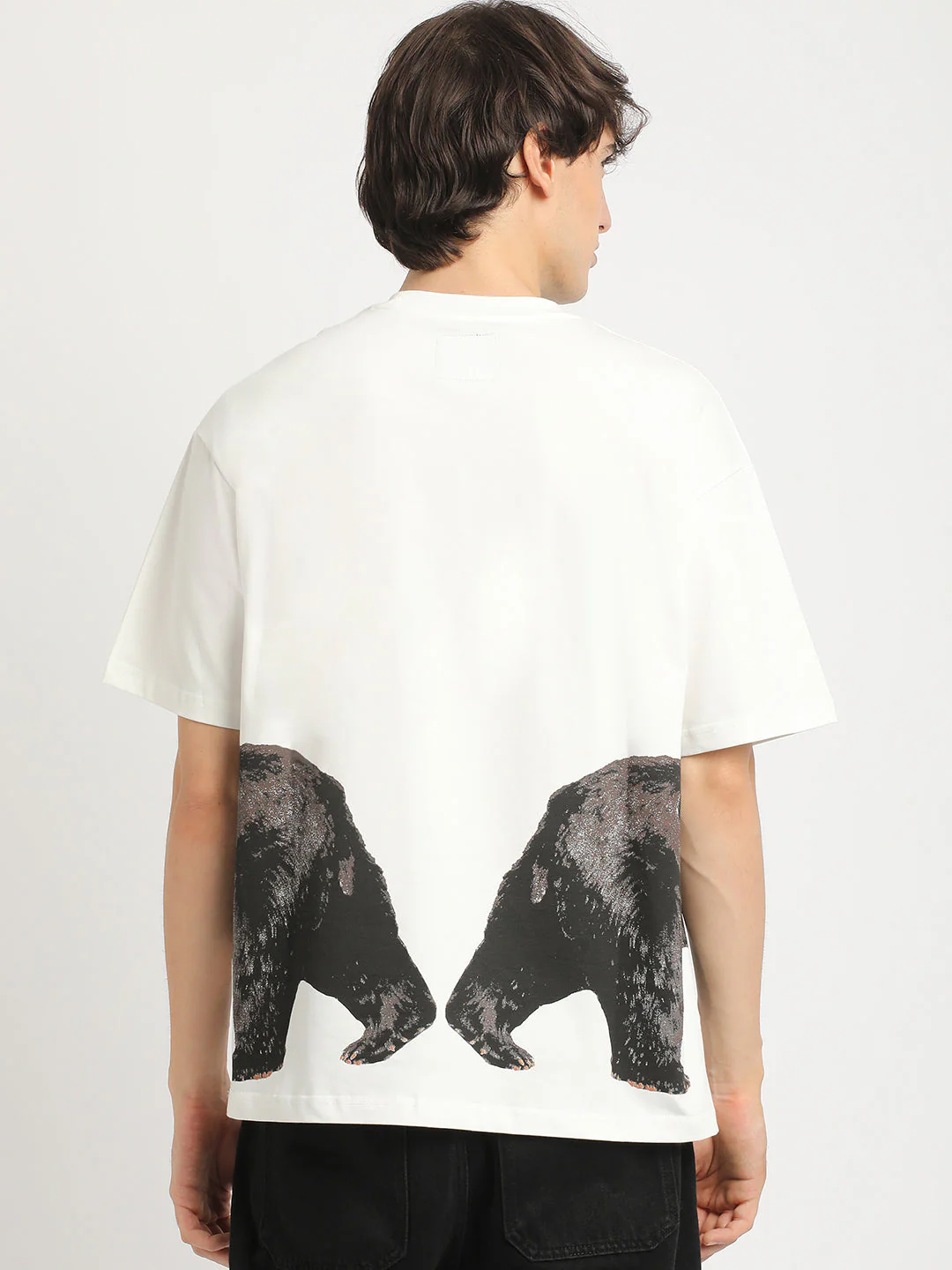 Men White Oversized Fit Round Neck T-shirt - Image 4