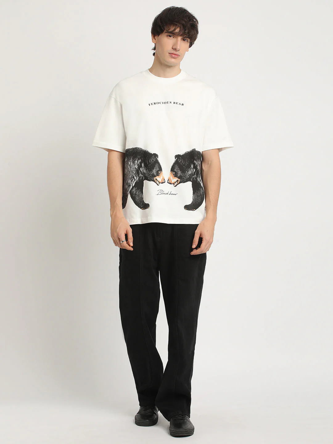 Men White Oversized Fit Round Neck T-shirt - Image 5